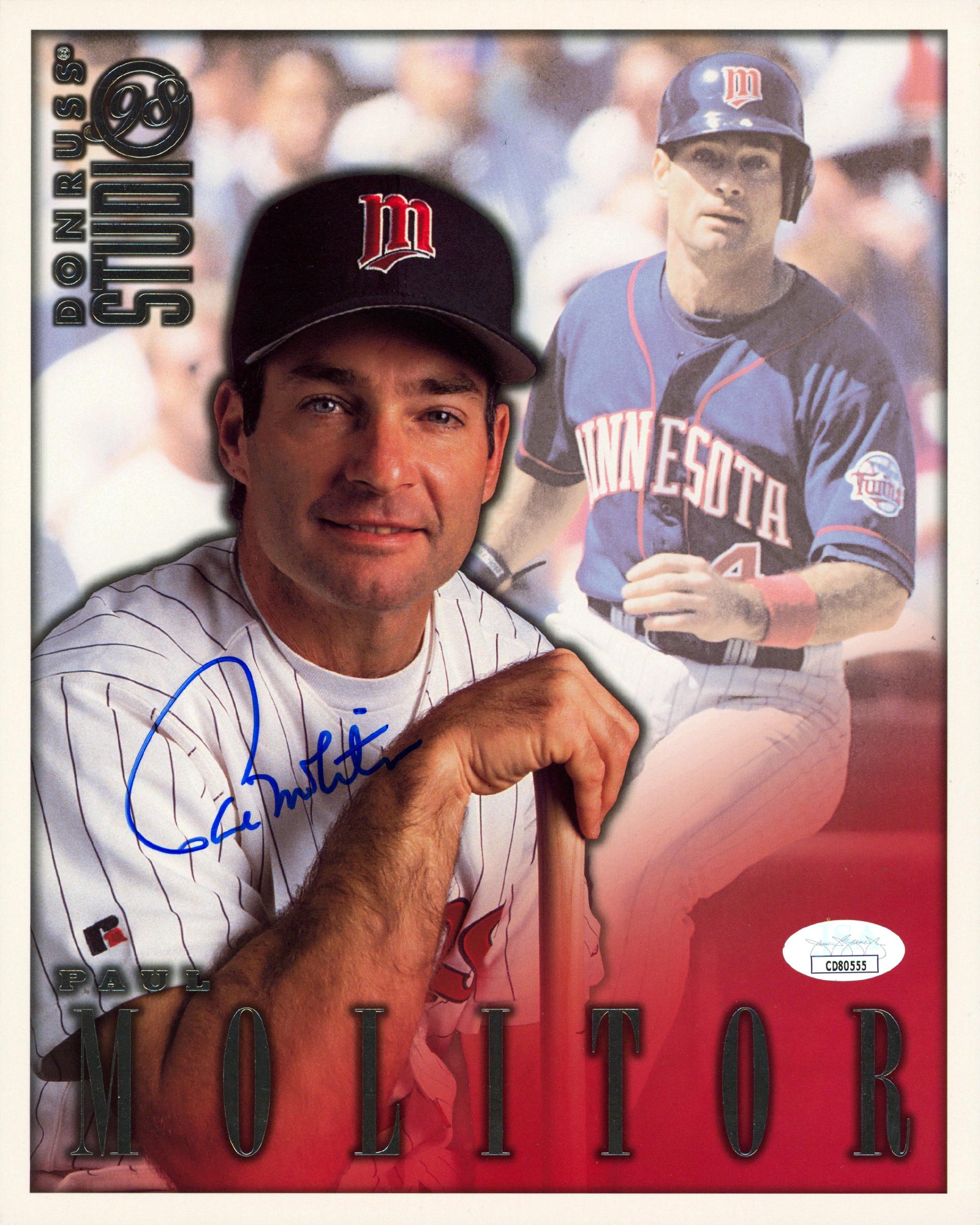 Twins Paul Molitor Signed 8.5x11 1998 Donruss #31 Trading Card JSA #CD80555