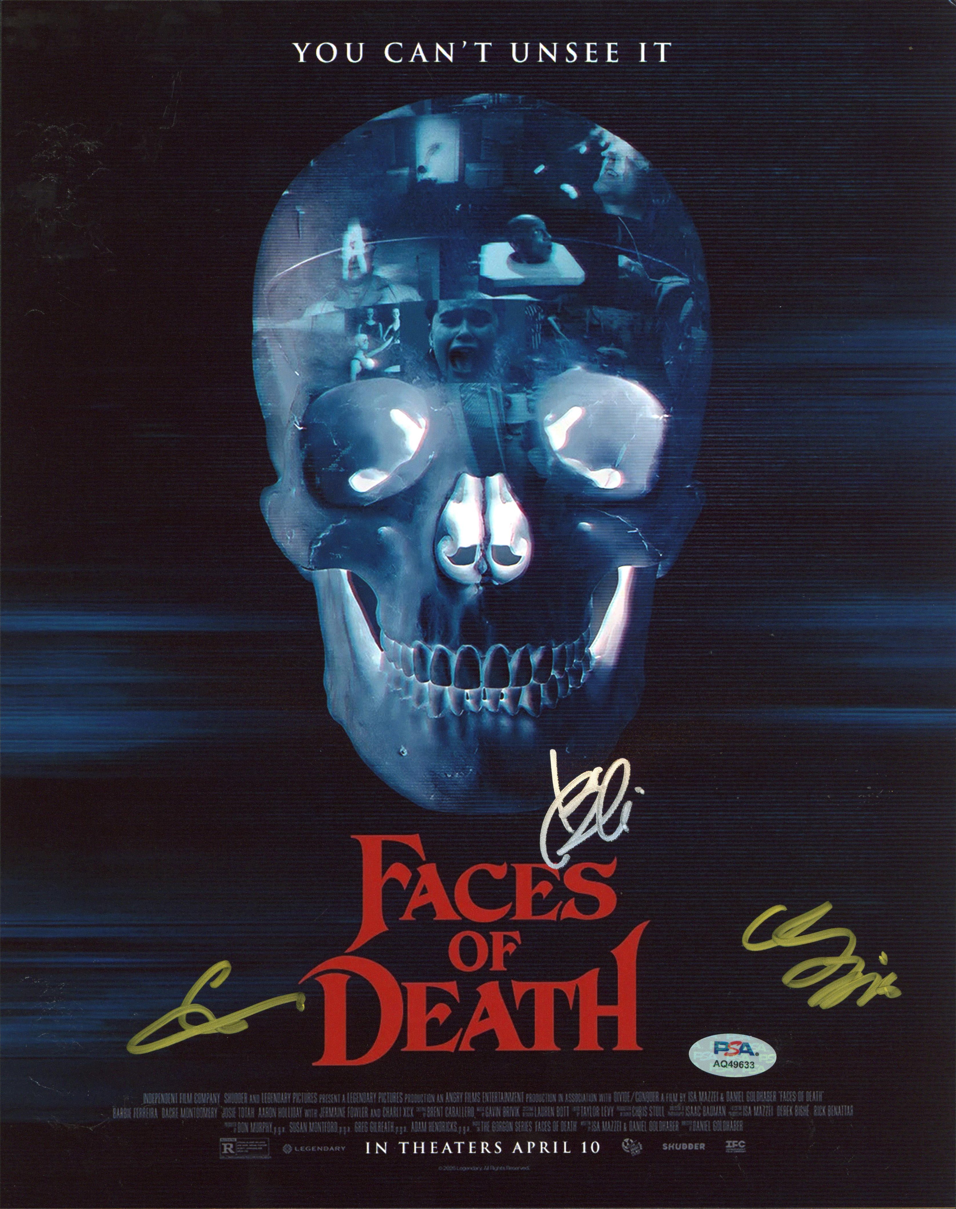 Faces Of Death (3) Ferreira, Goldhaber & Mazzei Signed 11x14 Photo PSA #AQ49633