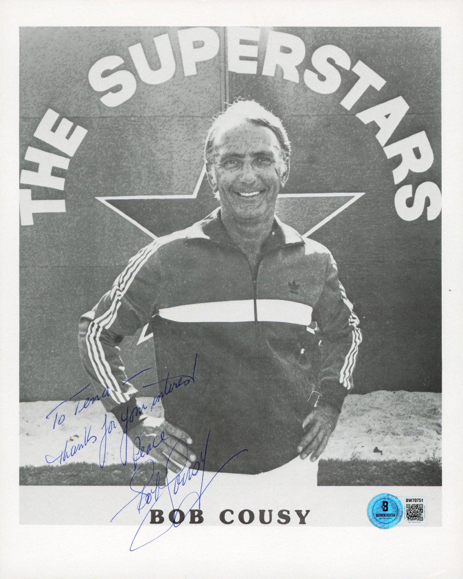 Celtics Bob Cousy "Thanks For Your Interest" Signed 8x10 Photo BAS #BW70751