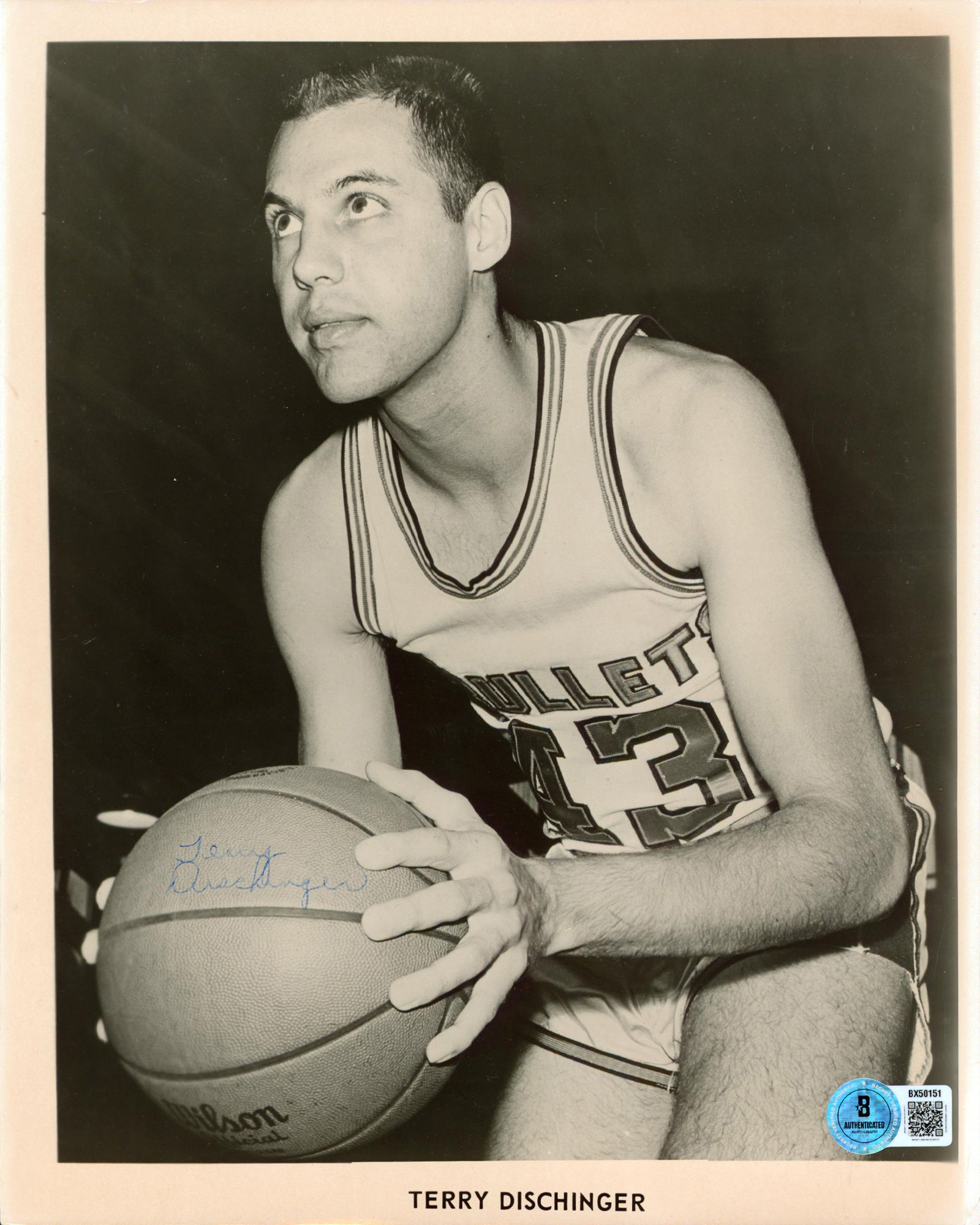 Bullets Terry Dischinger Authentic Signed 8x10 Photo Autographed BAS #BX50151