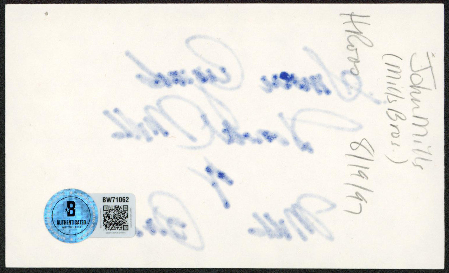 John Mills Ryan's Daughter "Sincere Regards" Signed 3x5 Index Card BAS #BW71062