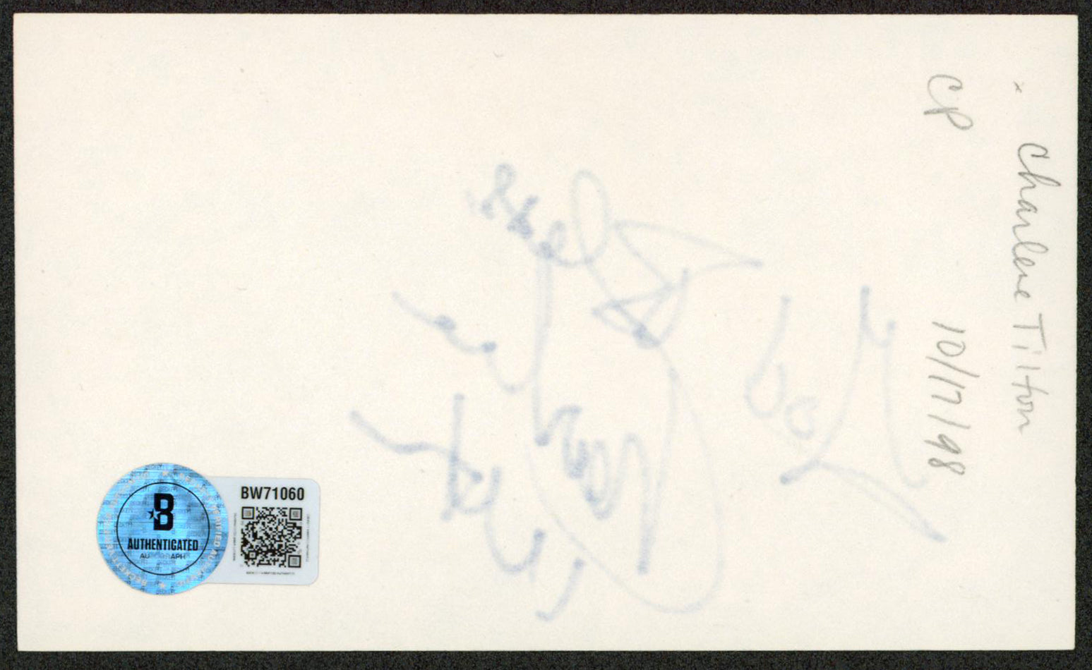 Charlene Tilton Dallas "God Bless" Authentic Signed 3x5 Index Card BAS #BW71060