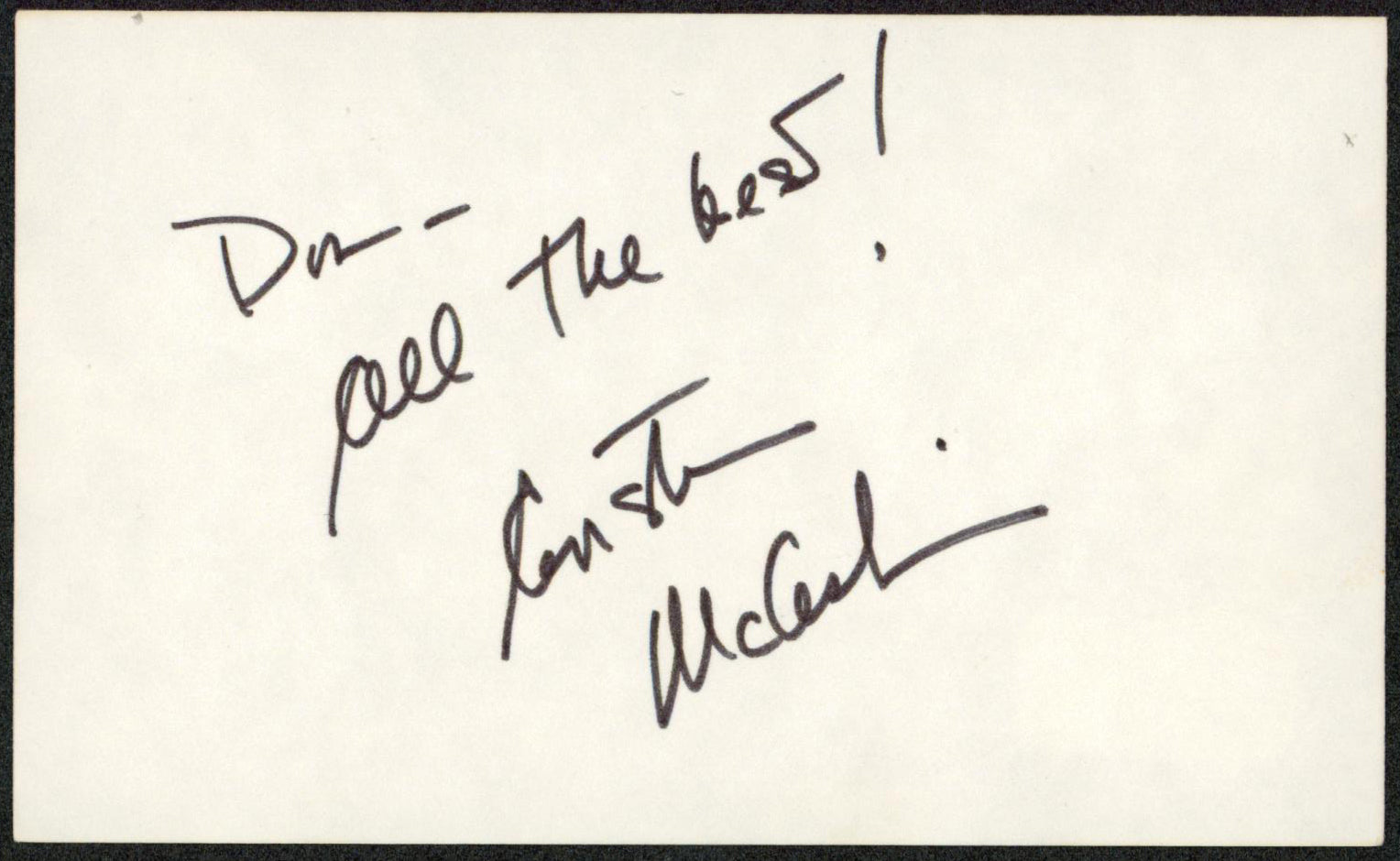 Constance McCasken "All The Best!" Authentic Signed 3x5 Index Card BAS #BW71064