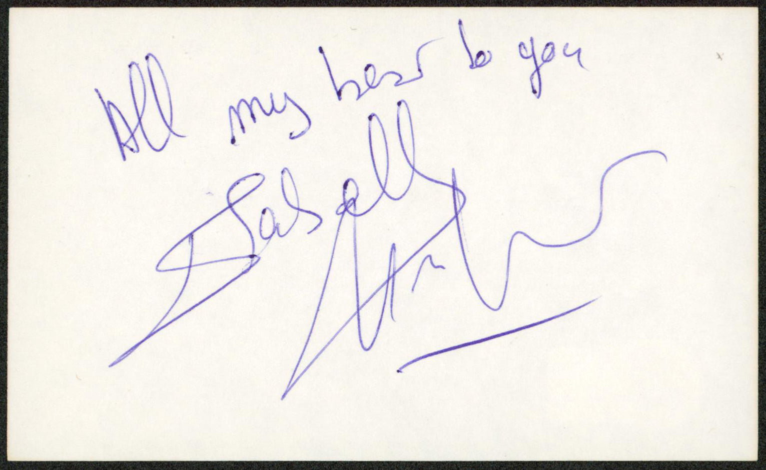 Gabrielle Anwar Burn Notice "All My Best" Signed 3x5 Index Card BAS #BW71050