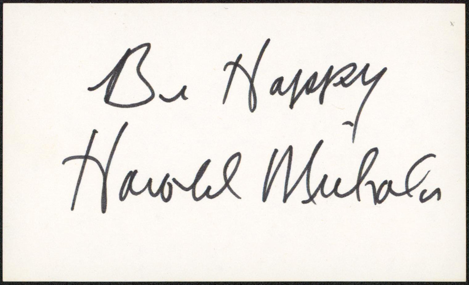Harold Nicholas "Be Happy" Authentic Signed 3x5 Index Card BAS #BW71053