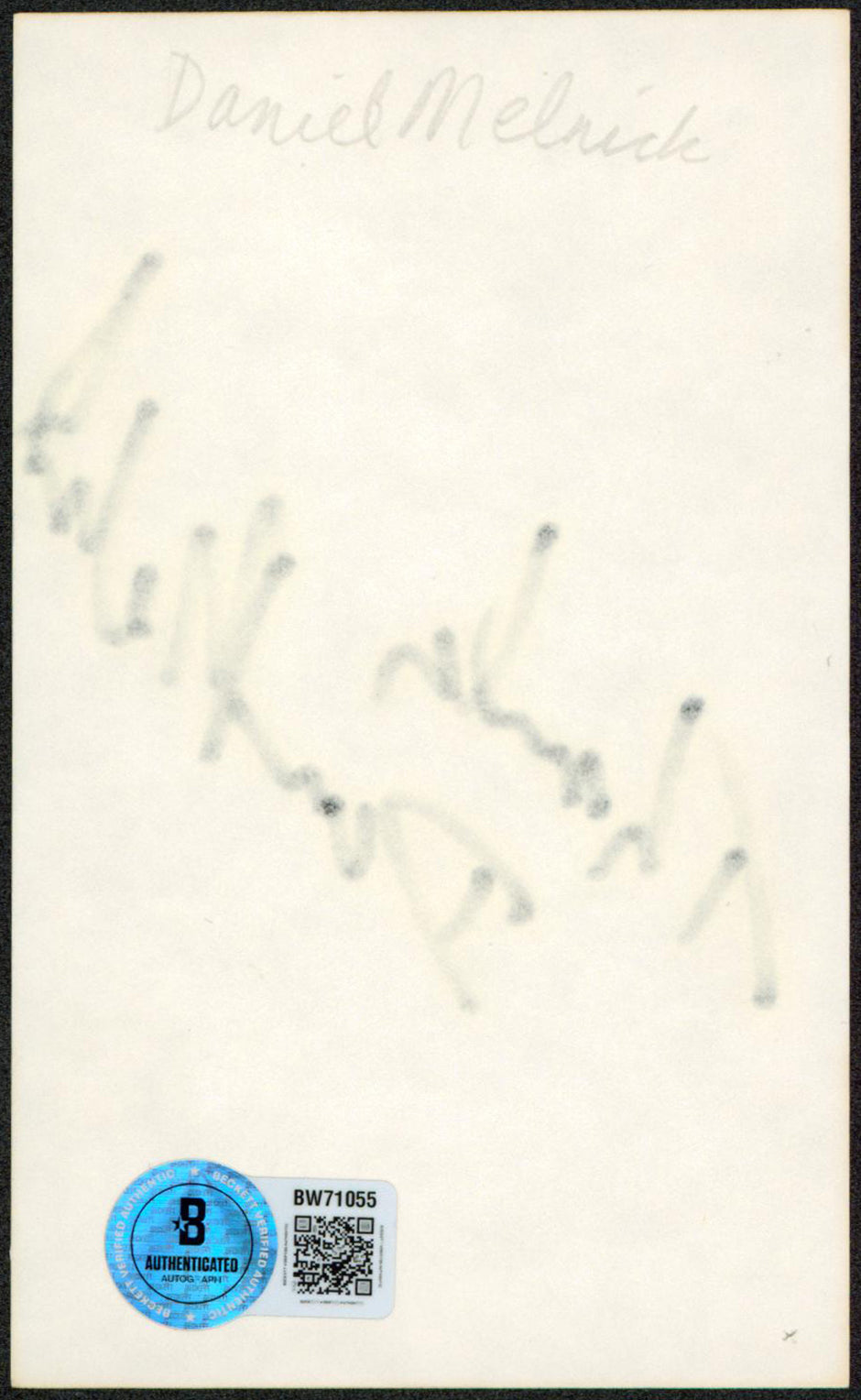 Daniel Melnick All That Jazz Authentic Signed 3x5 Index Card BAS #BW71055