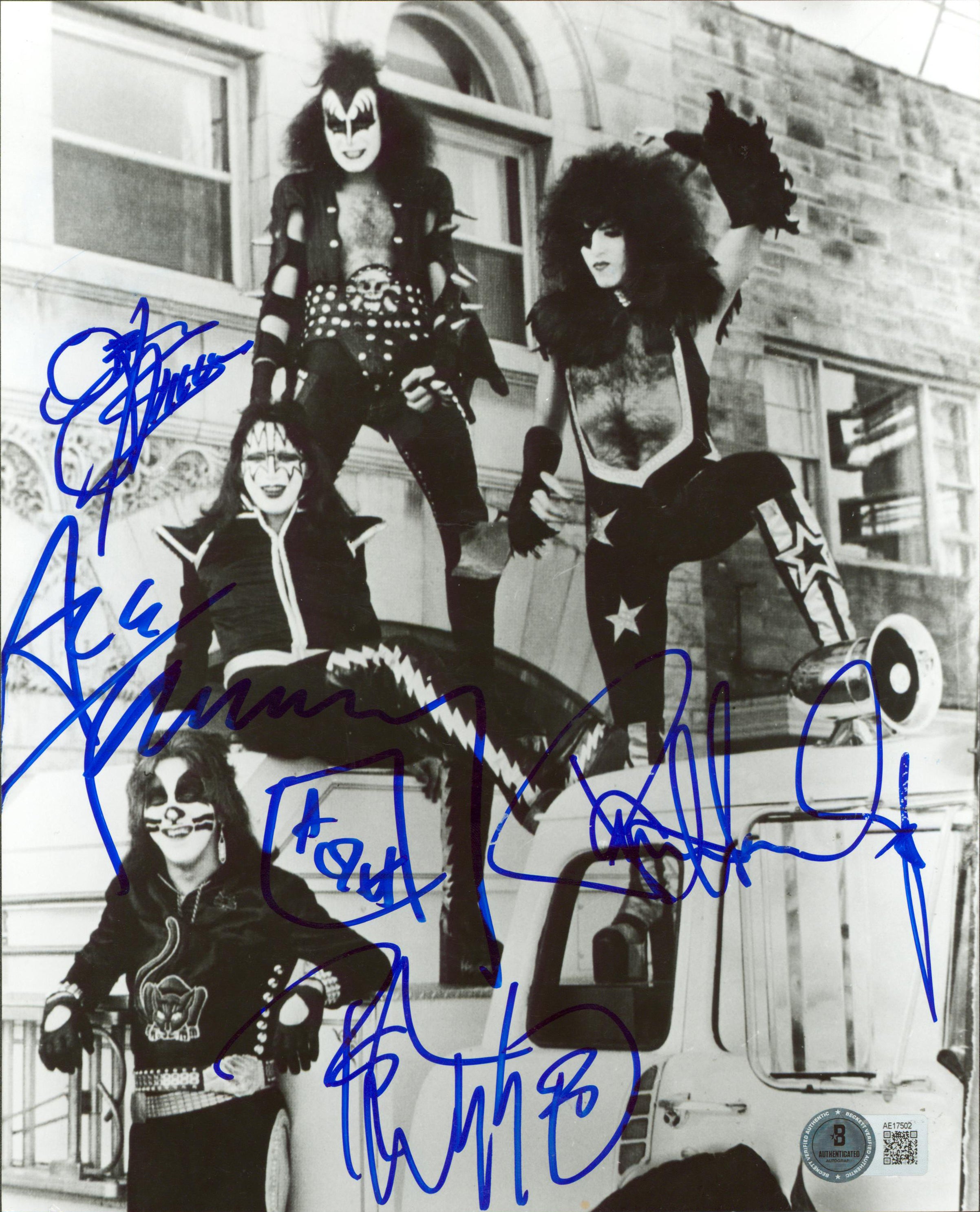 KISS (4) Simmons, Stanley, Criss & Frehley Signed 8x10 Photo BAS #AE17502