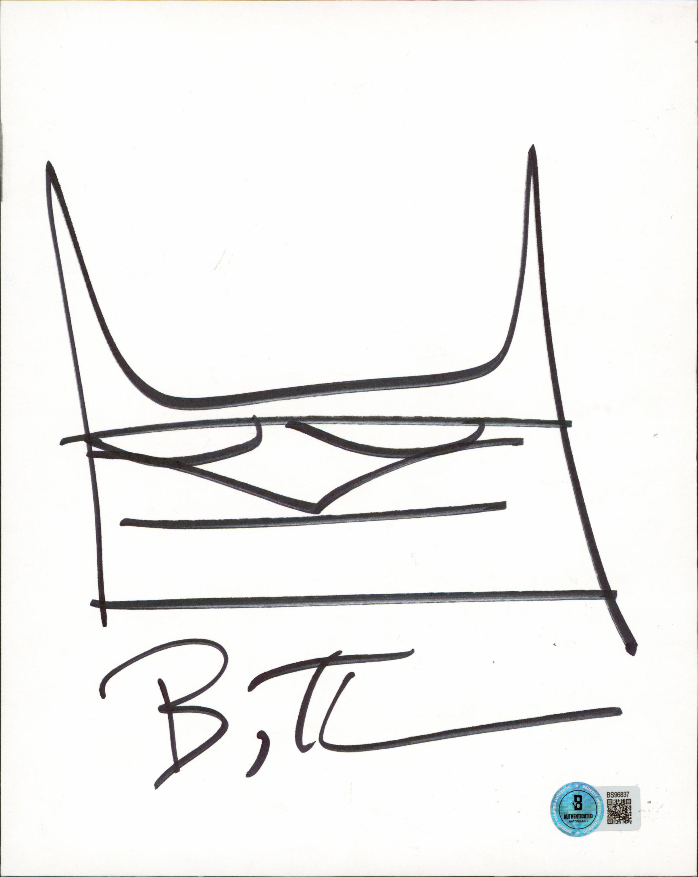 Bruce Timm Batman Authentic Signed 8x10 Sketch Autographed BAS #BS96837