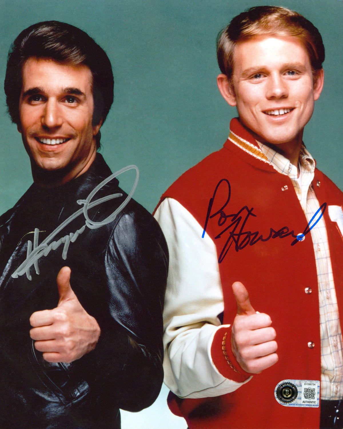 Henry Winkler & Ron Howard Happy Days Authentic Signed 8x10 Vertical Photo BAS 1