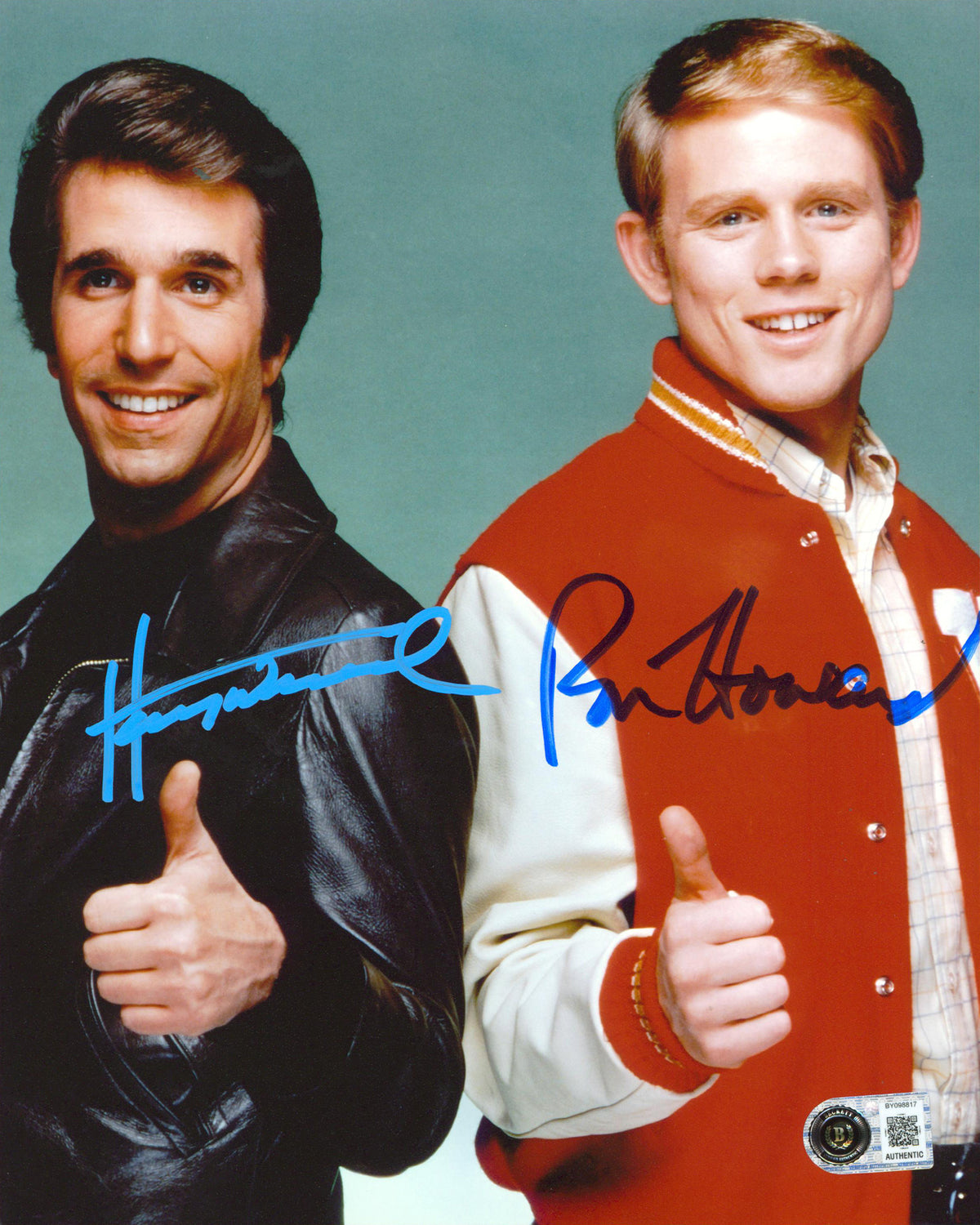 Henry Winkler & Ron Howard Happy Days Authentic Signed 8x10 Vertical Photo BAS 3