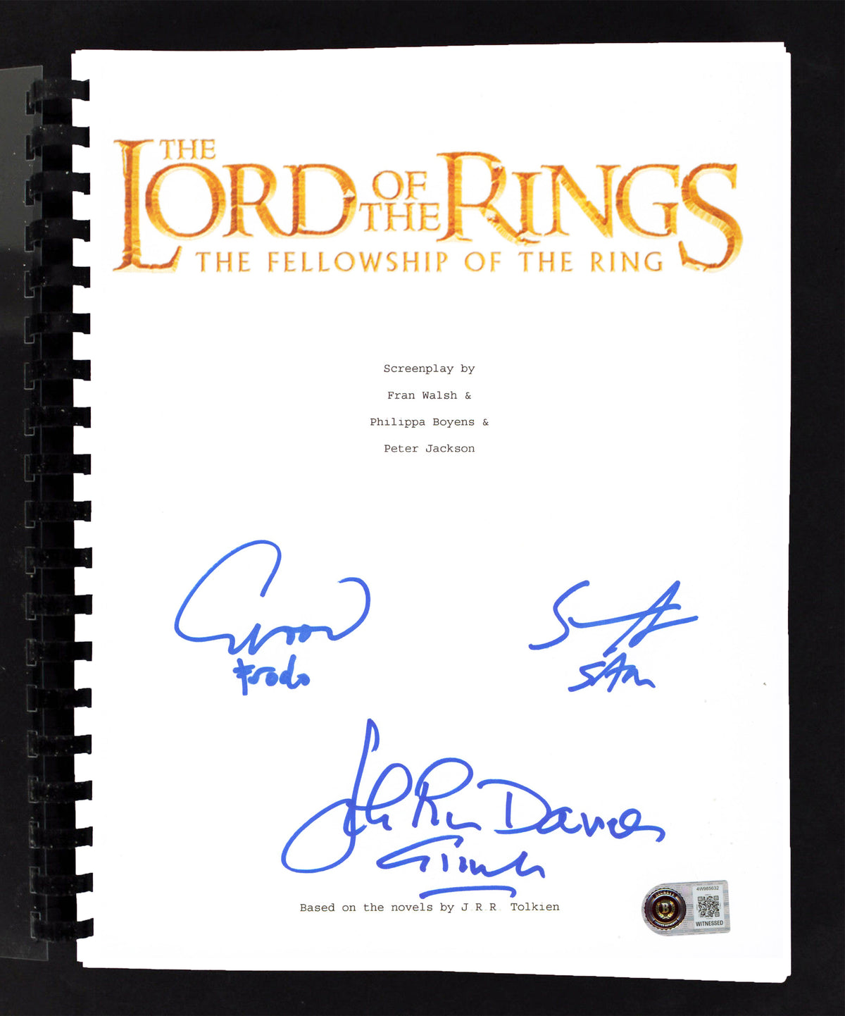 LOTR (3) Wood, Astin & Rhys-Davies Authentic Signed Movie Script BAS Witnessed
