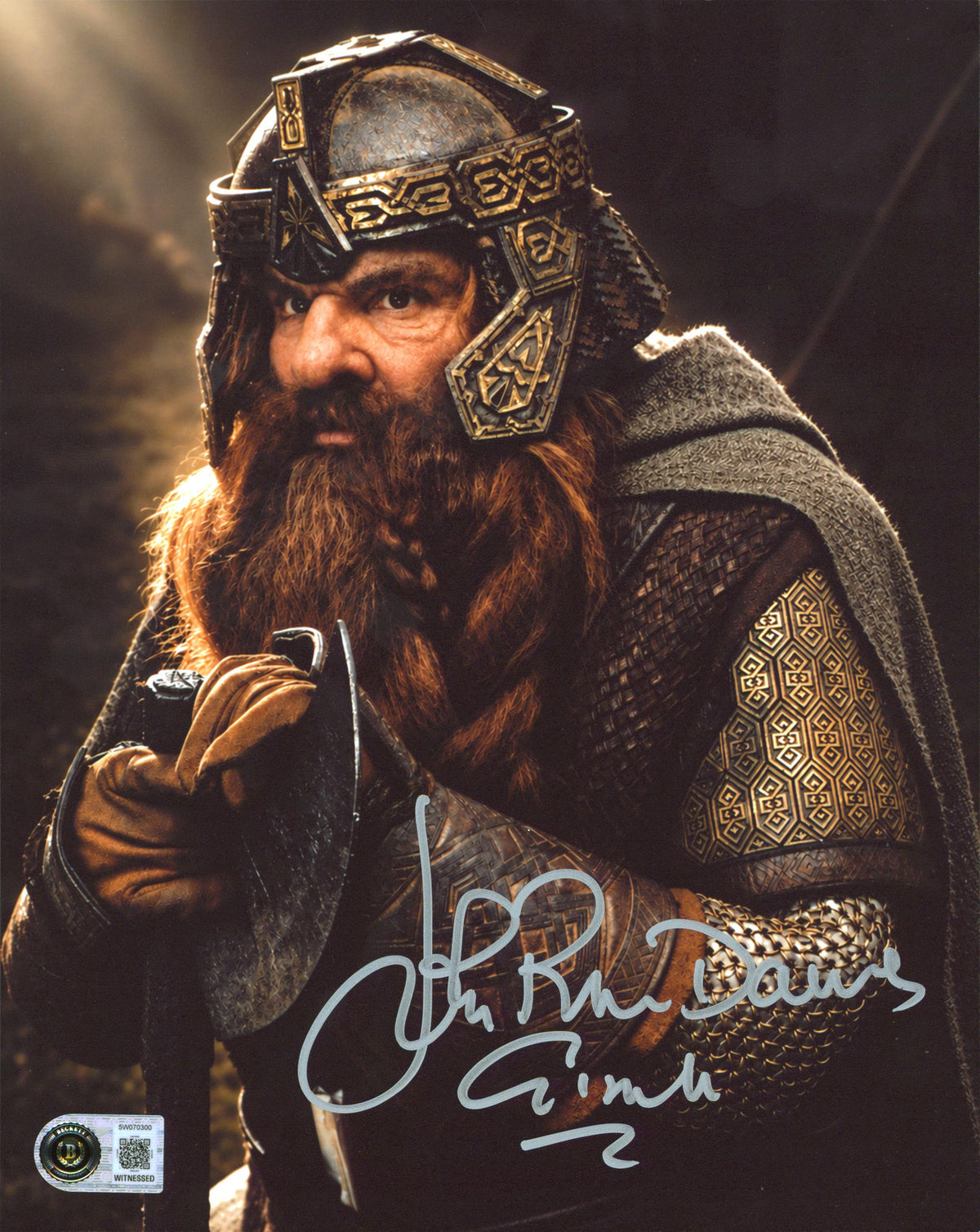 John Rhys-Davies Lord of the Rings Signed 8x10 Vertical Closeup Photo BAS Wit