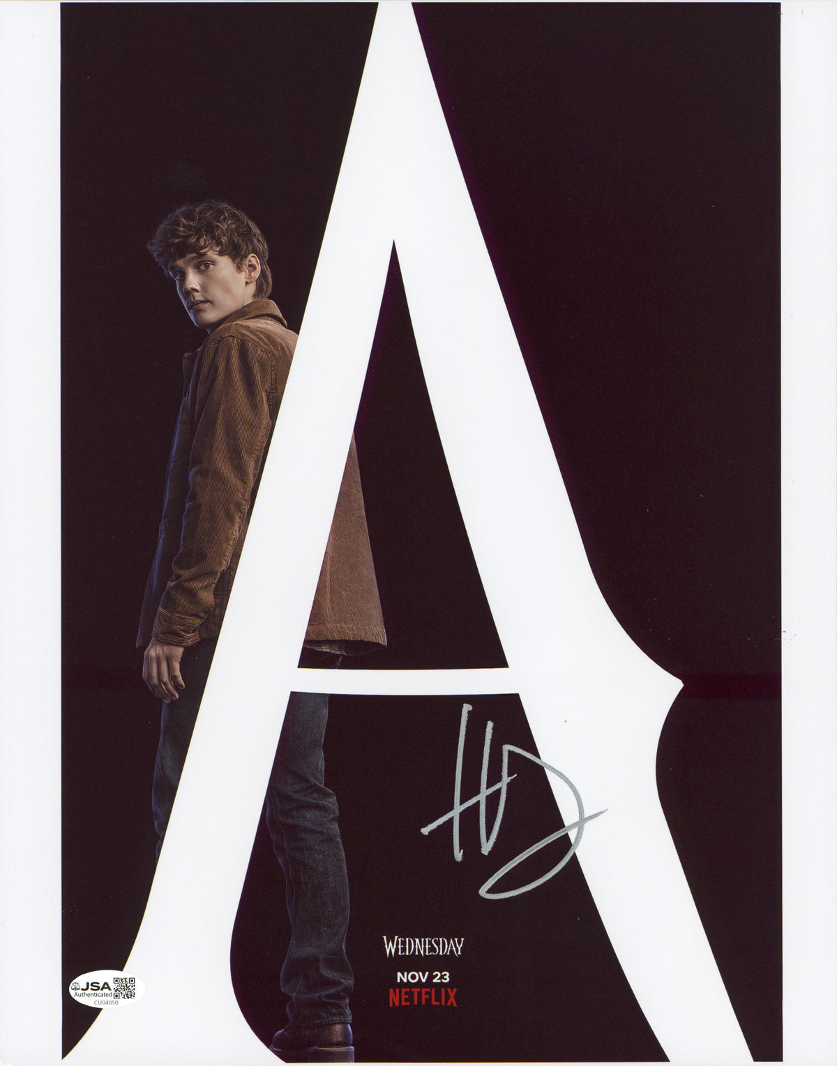 Hunter Doohan Wednesday Authentic Signed 11x14 Vertical Photo JSA #CU04050