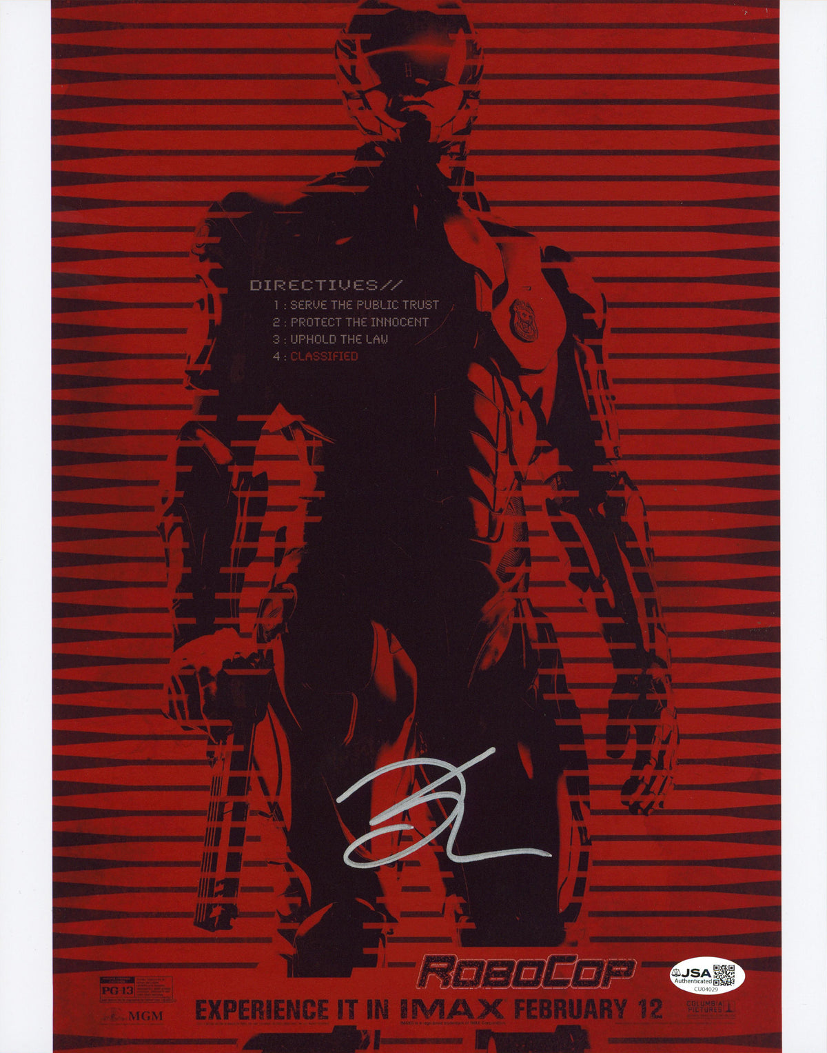 Joel Kinnaman RoboCop Authentic Signed 11x14 Vertical Photo JSA #CU04029