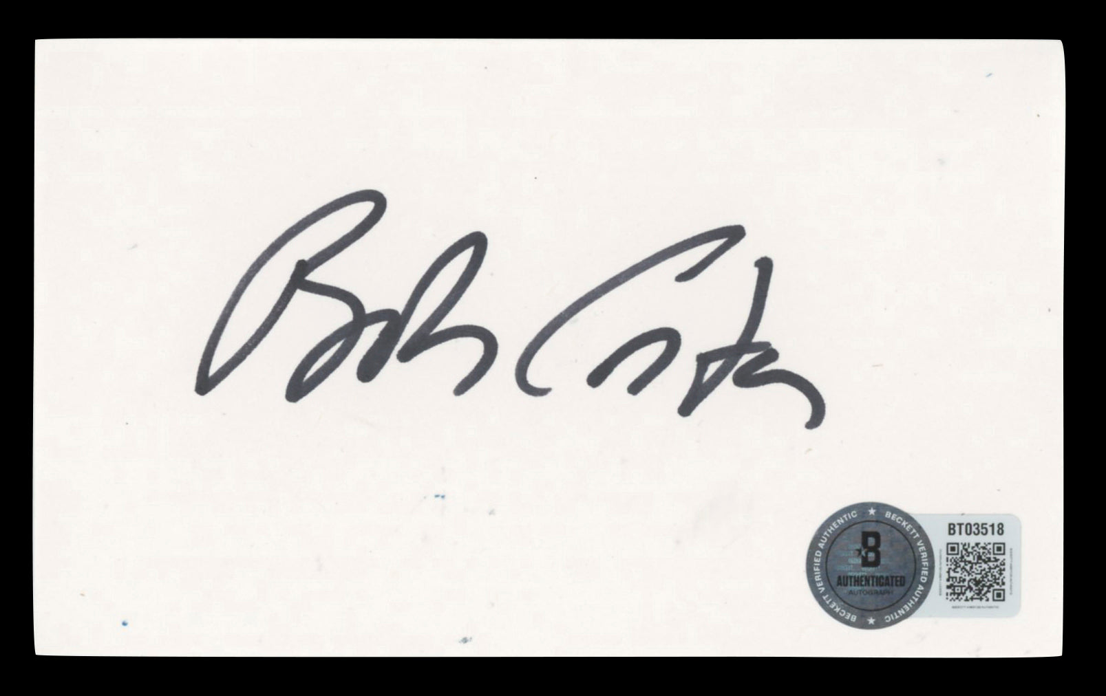 Bob Costas Broadcaster Authentic Signed 3x5 Index Card Autographed BAS #BT03518