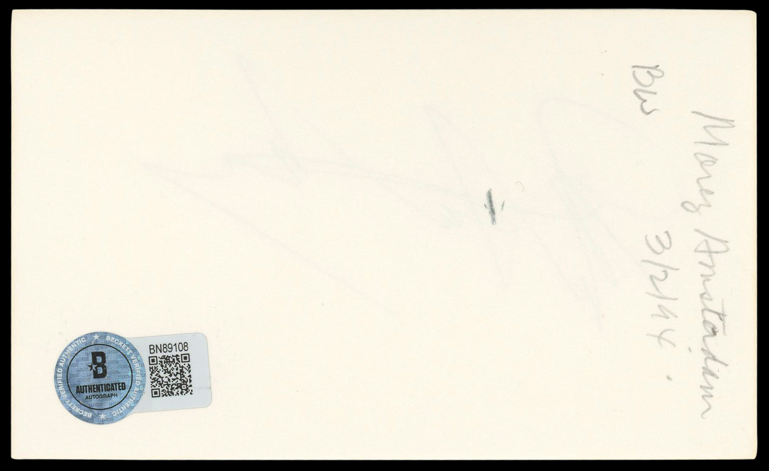 Morey Amsterdam The Dick Van Dyke Show Signed 3x5 Index Card BAS #BN89108