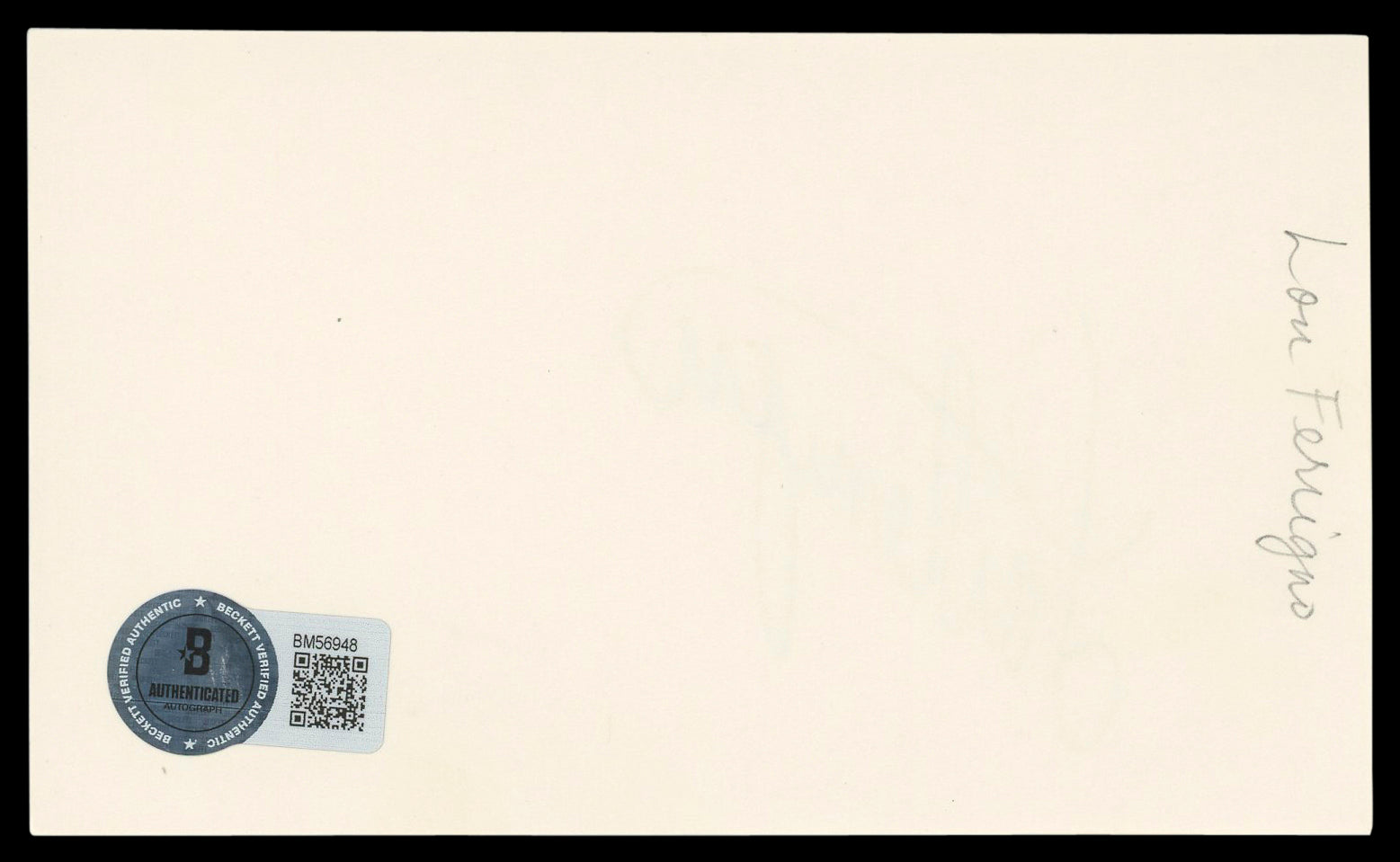 Lou Ferrigno The Hulk Authentic Signed 3x5 Index Card Autographed BAS #BM56948
