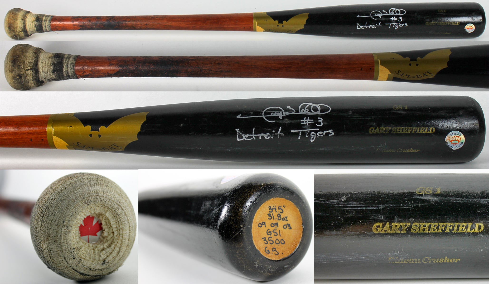 Tigers Gary Sheffield Authentic Signed Game Used 2006-07 Sam Bat Sheff Hologram