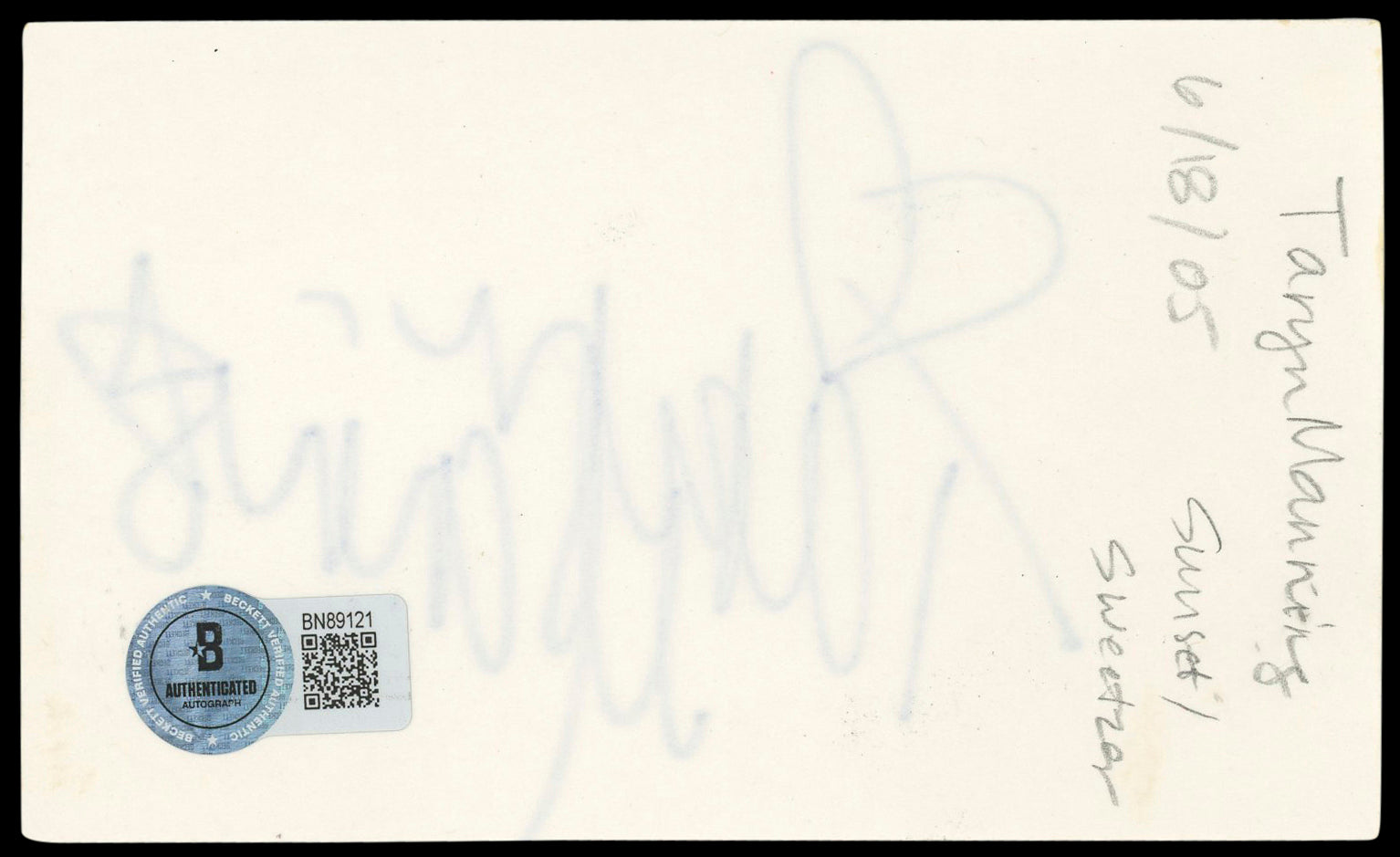 Taryn Manning Orange is the New Black Signed 3x5 Index Card BAS #BN89121