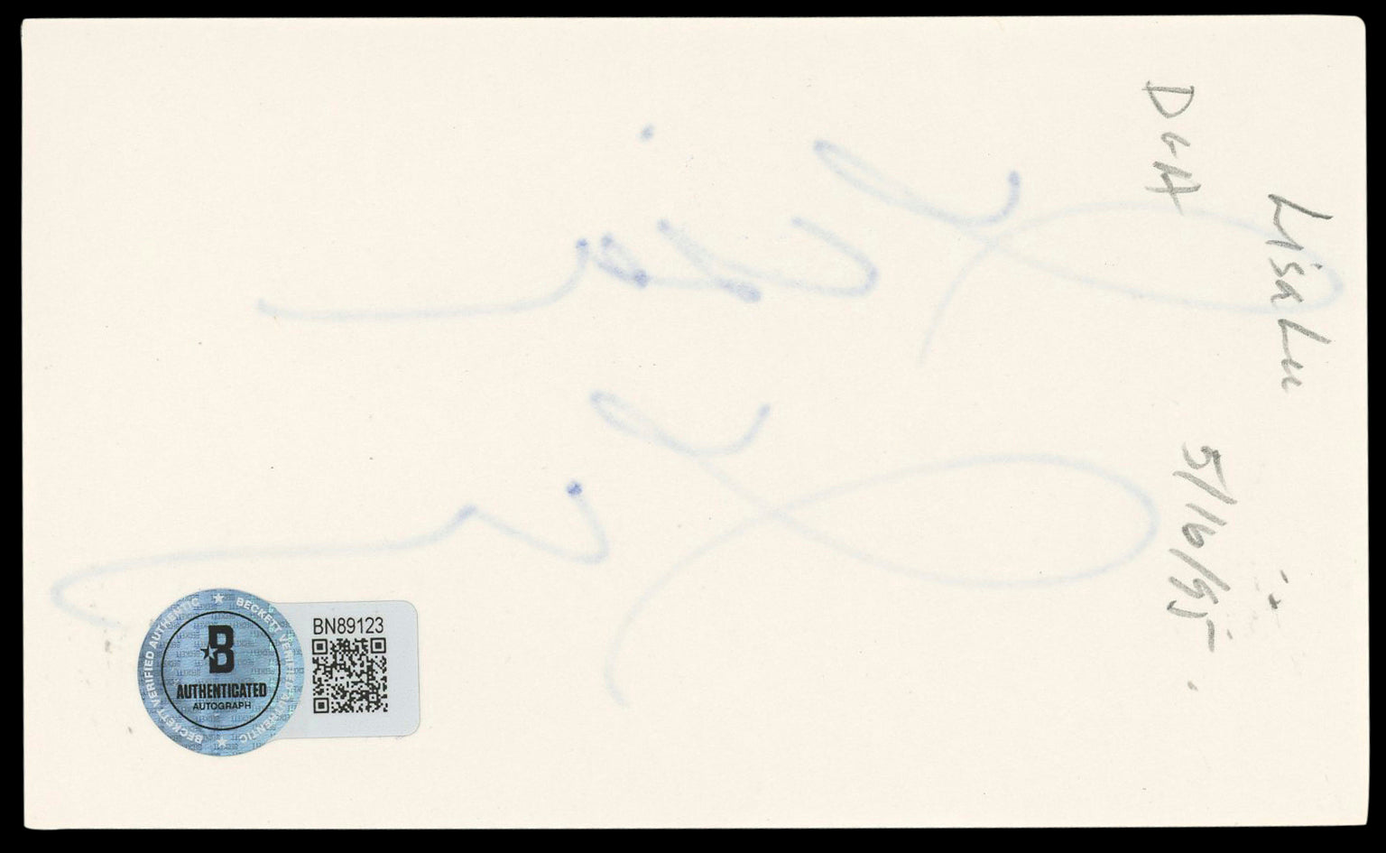 Lisa Lu Crazy Rich Asians Authentic Signed 3x5 Index Card BAS #BN89123