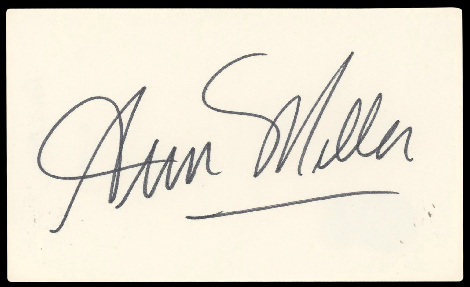 Ann Miller Mulholland Drive Authentic Signed 3x5 Index Card BAS #BN89124