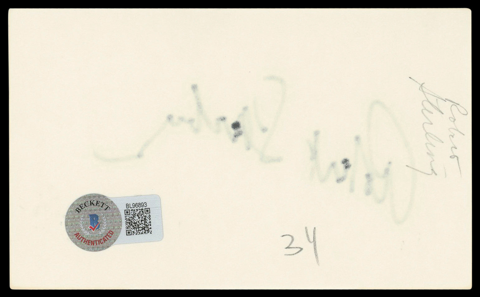 Robert Sterling Roughshod Authentic Signed 3x5 Index Card BAS #BL96893