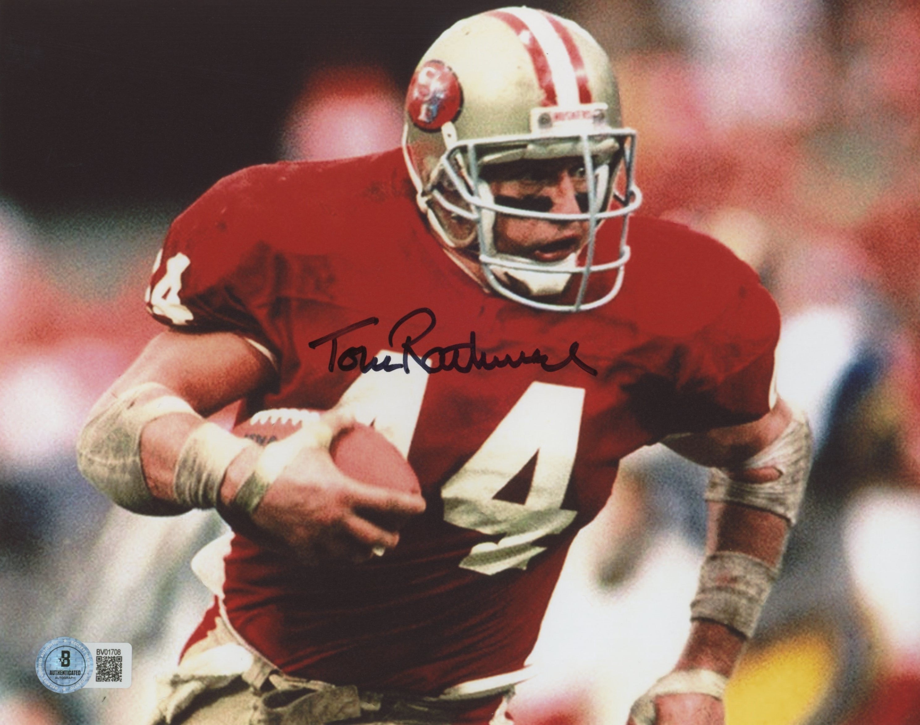 49ers Tom Rathman Authentic Signed 8x10 Horizontal Photo BAS 1