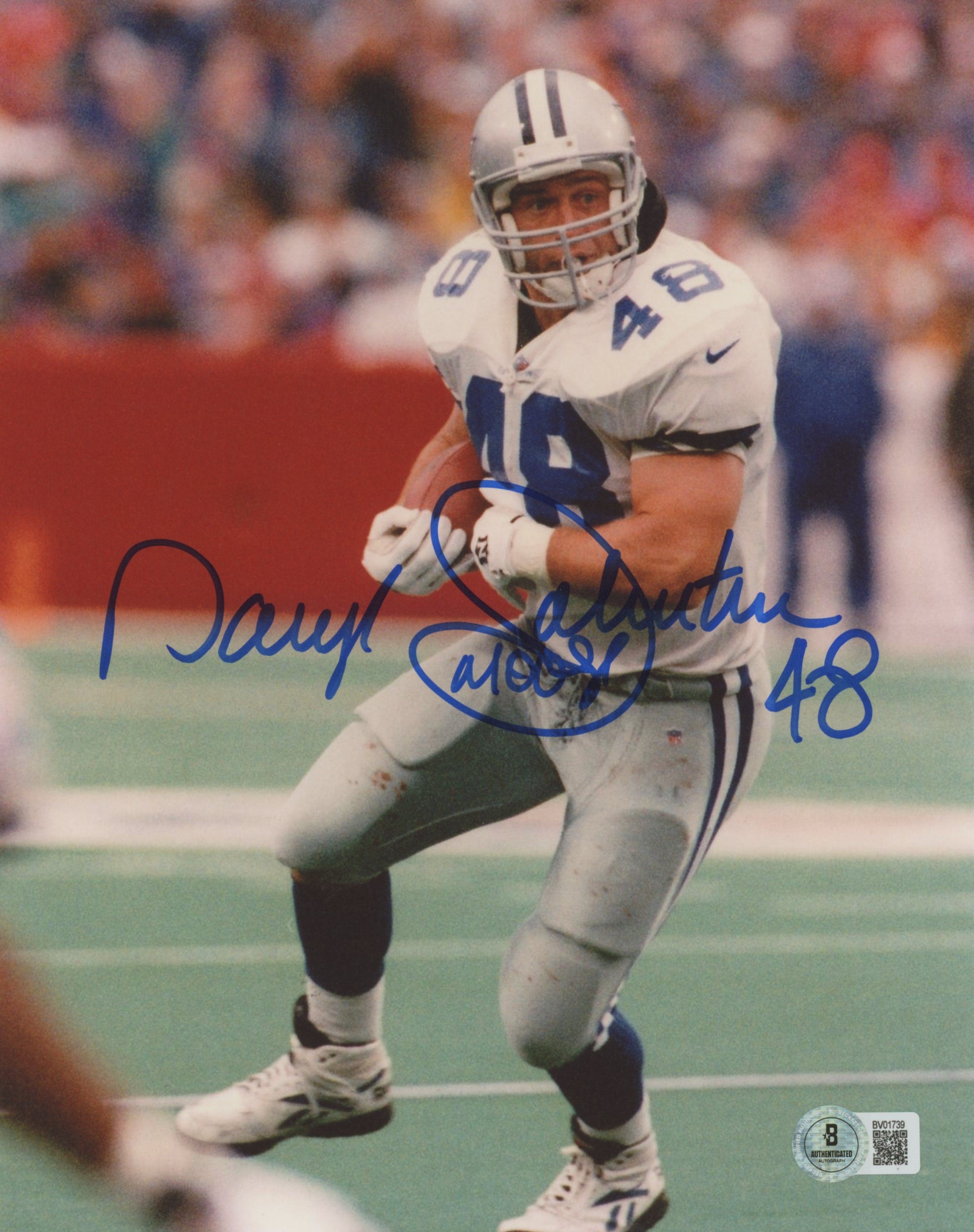Cowboys Daryl Johnston "Moose" Authentic Signed 8x10 Vertical Photo BAS 2
