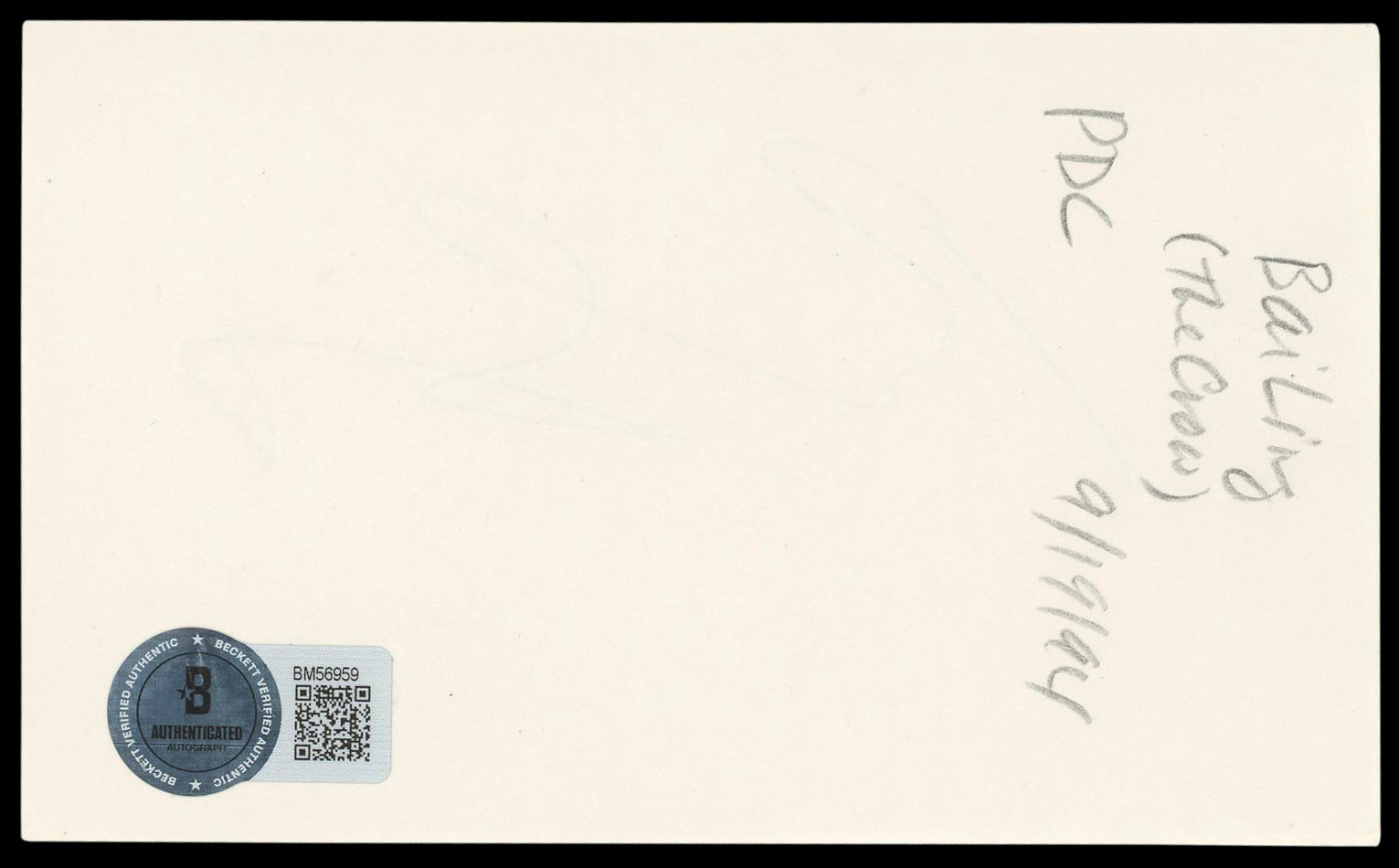 Bai Ling The Crow Authentic Signed 3x5 Index Card Autographed BAS #BM56959