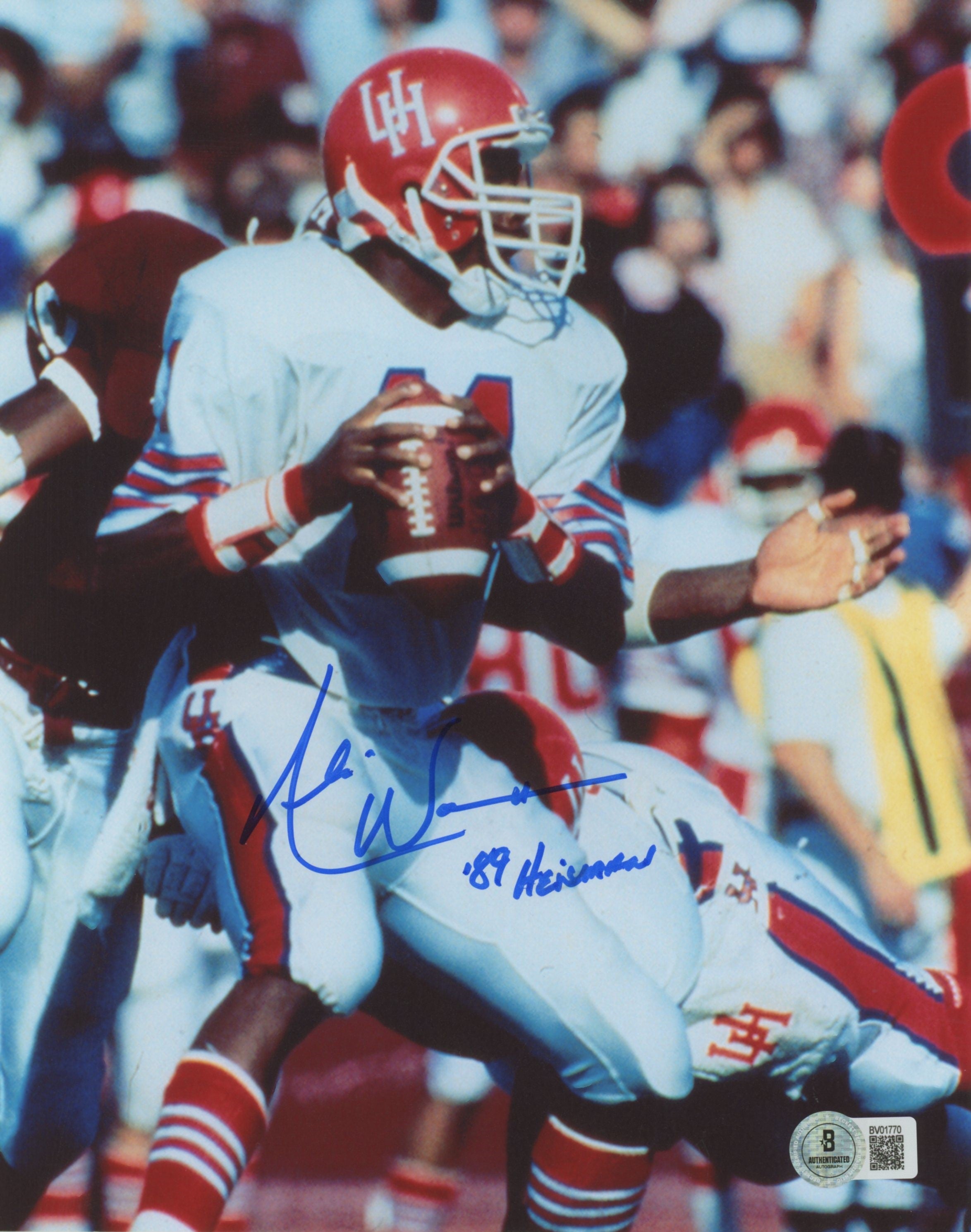 Houston Andre Ware "89 Heisman" Authentic Signed 8x10 Vertical Photo BAS 2