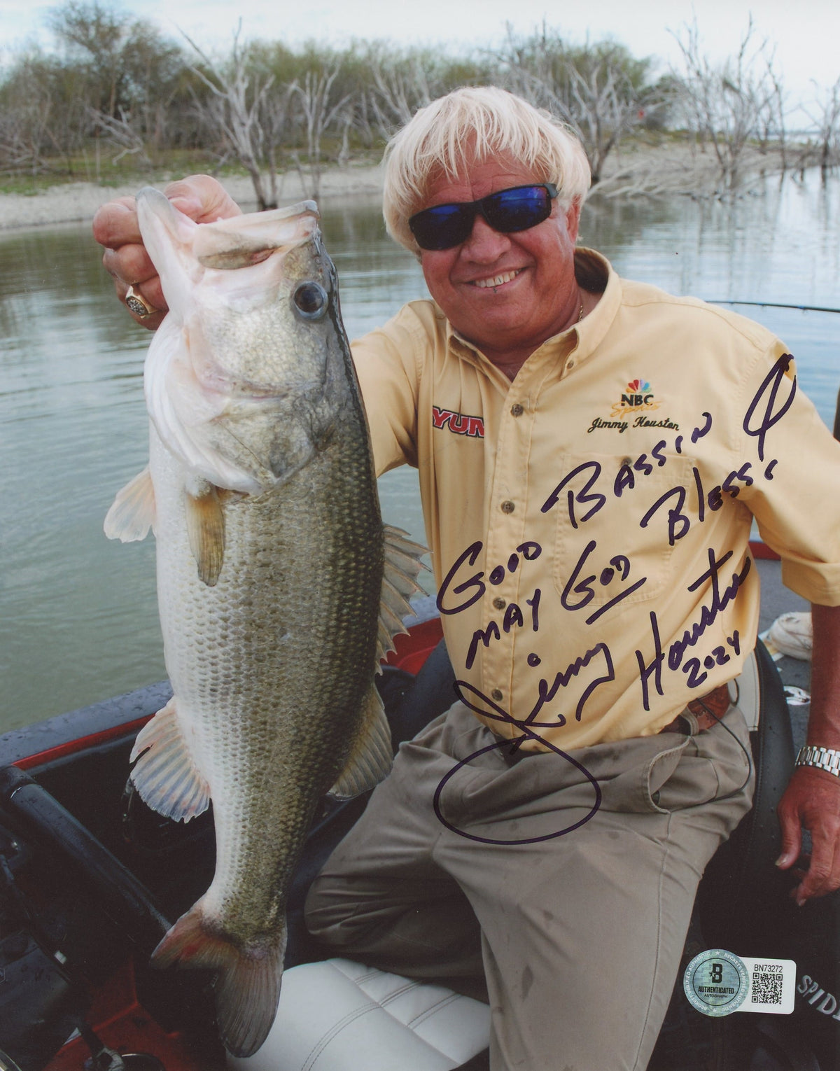 Jimmy Houston "Good Bassin May God Bless 2024" Signed 8x10 Photo BAS #BN73272