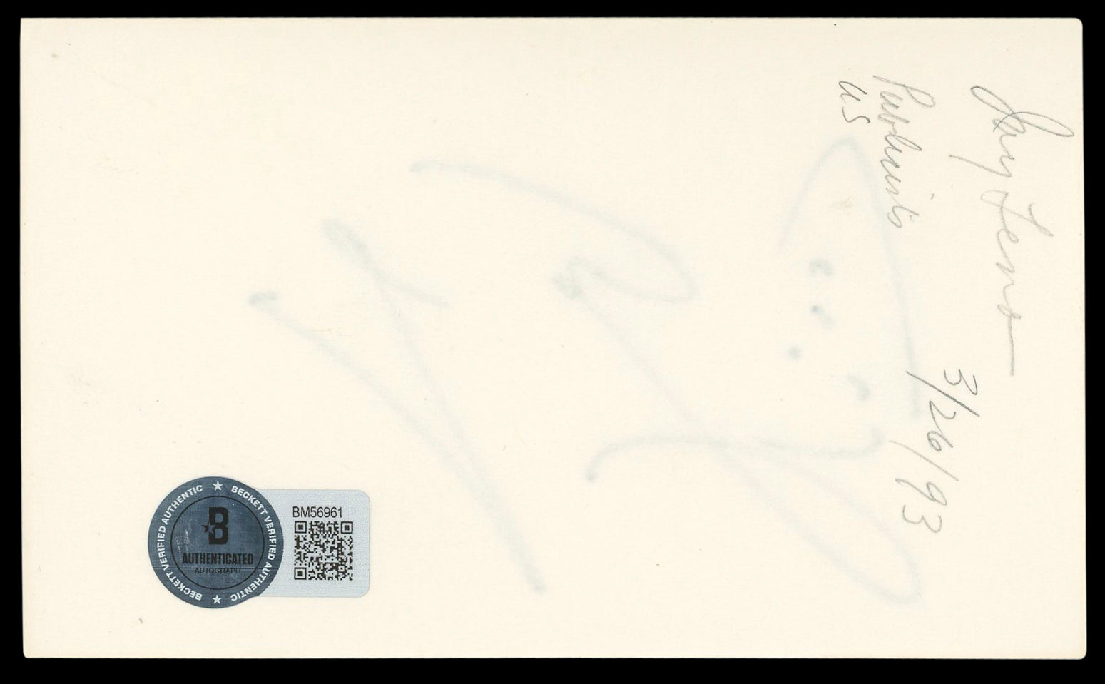 Jay Leno The Tonight Show Authentic Signed 3x5 Index Card BAS #BM56961