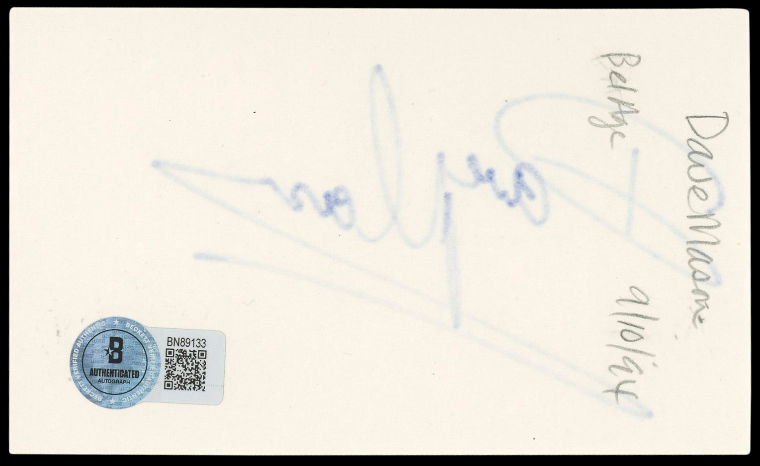 Dave Mason Singer Authentic Signed 3x5 Index Card BAS #BN89133
