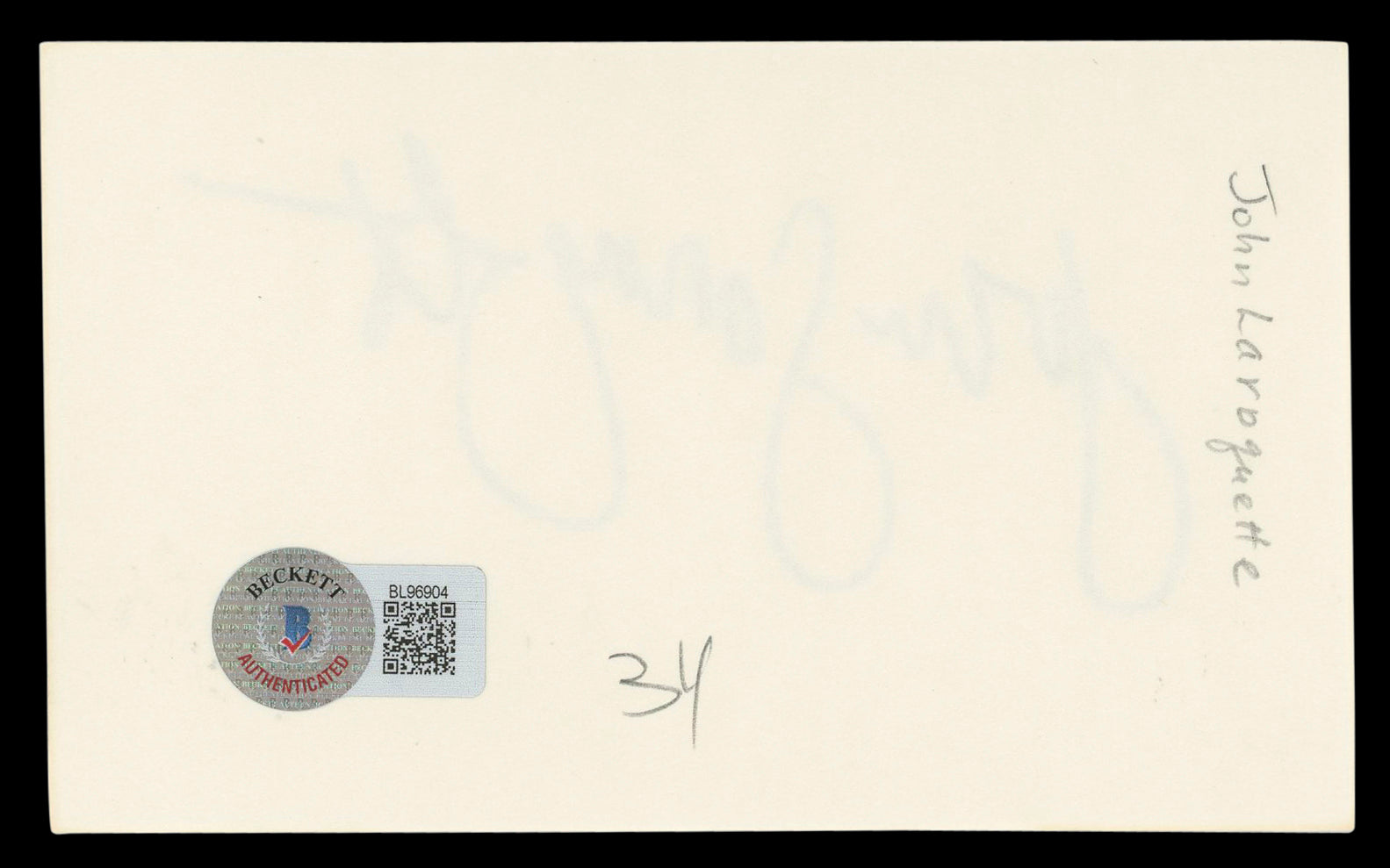 John Larroquette Night Court Authentic Signed 3x5 Index Card BAS #BL96904