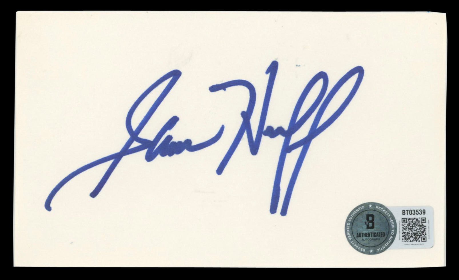 Giants Sam Huff Authentic Signed 3x5 Index Card BAS #BT03539