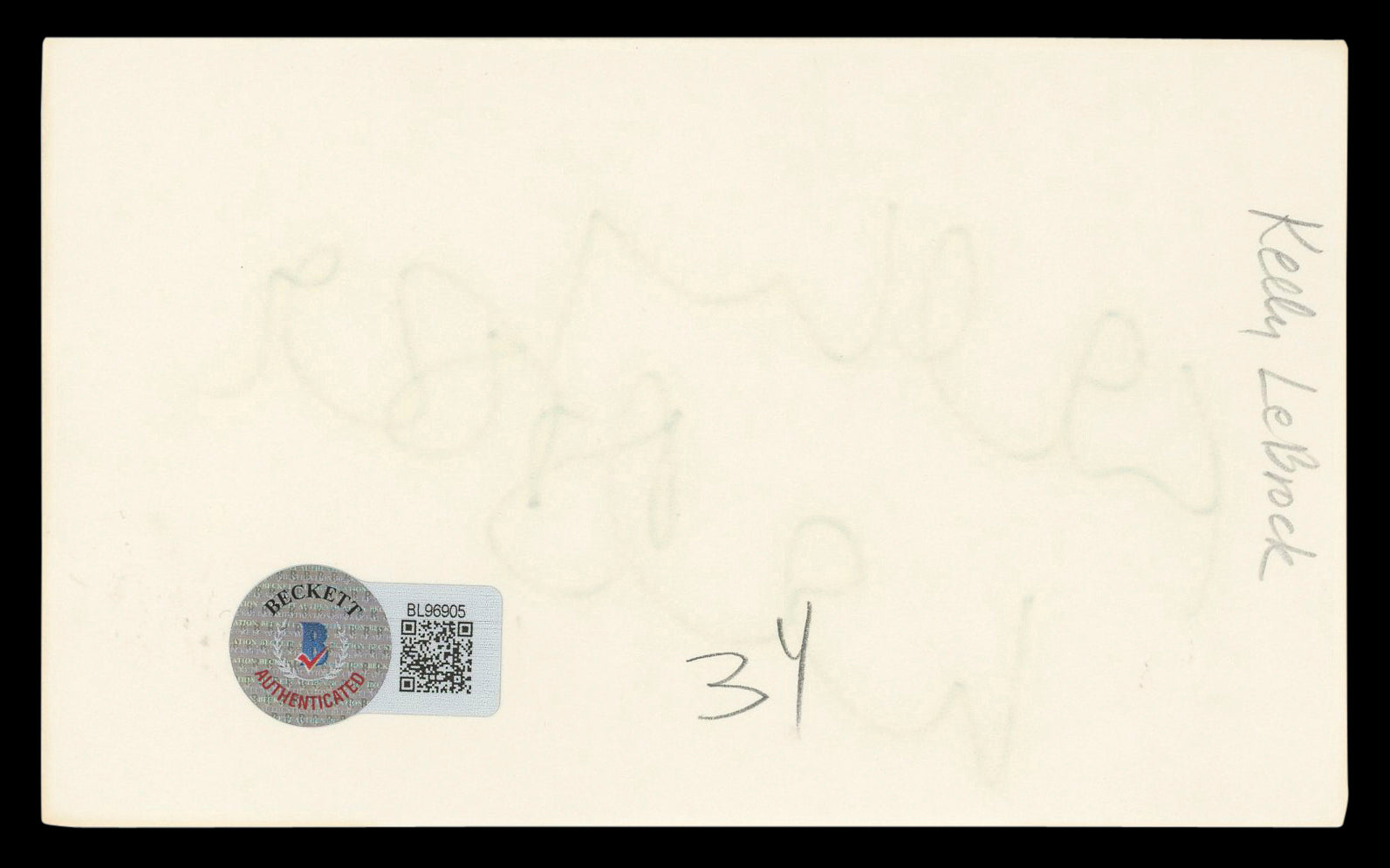 Kelly LeBrock Weird Science Authentic Signed 3x5 Index Card BAS #BL96905