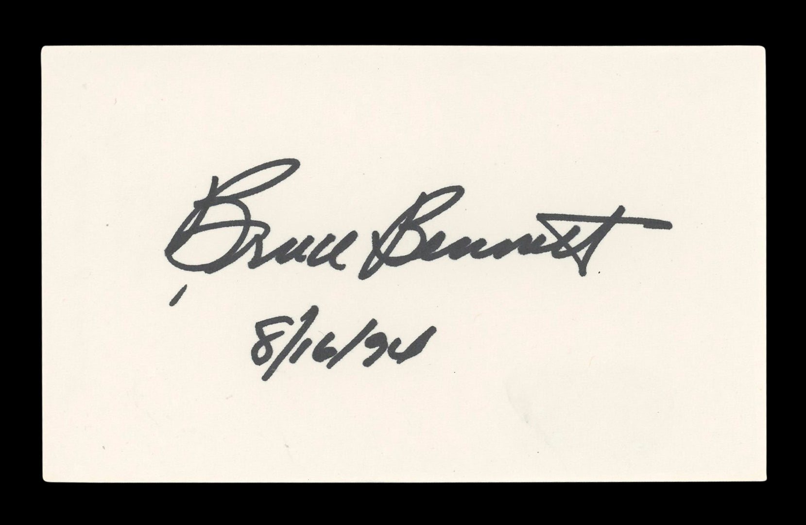 Bruce Bennett Sahara "8/16/94" Signed 3x5 Index Card Autographed BAS #AD70335