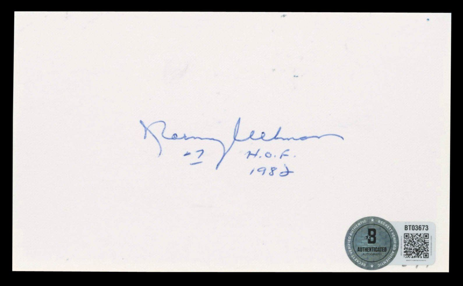 Red Wings Norm Ullman "H.O.F 1982" Authentic Signed 3x5 Index Card BAS #BT03673
