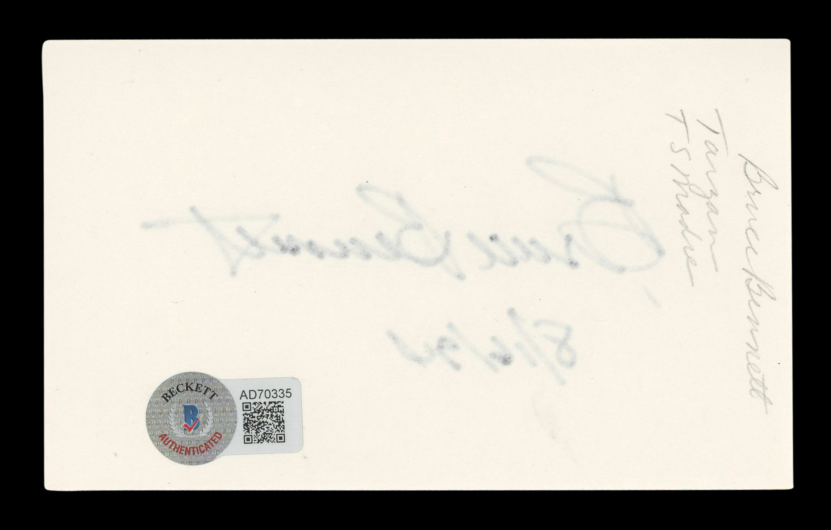 Bruce Bennett Sahara "8/16/94" Signed 3x5 Index Card Autographed BAS #AD70335