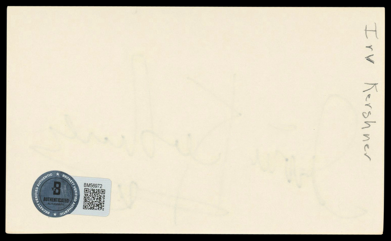 Irvin Kershner Star Wars Empire Strikes Back Signed 3x5 Index Card BAS #BM56972