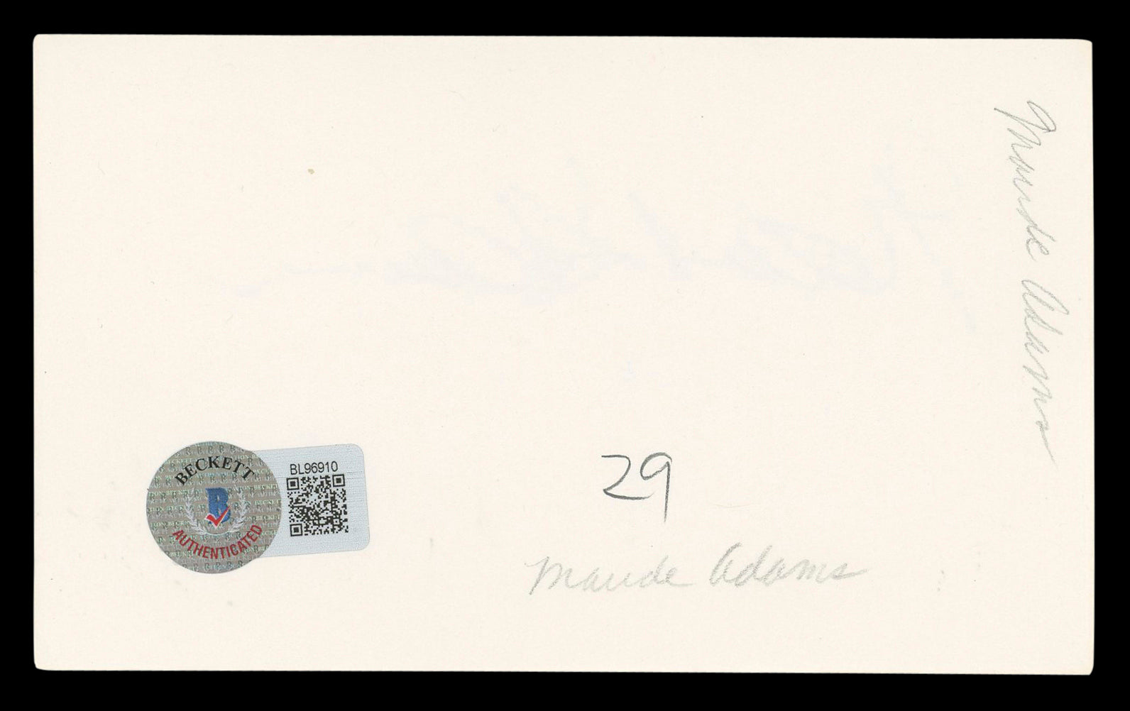 Maude Adams Peter Pan Authentic Signed 3x5 Index Card Autographed BAS #BL96910