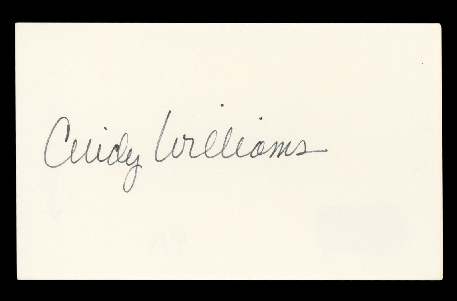 Cindy Williams Happy Days Authentic Signed 3x5 Index Card BAS #BL96544
