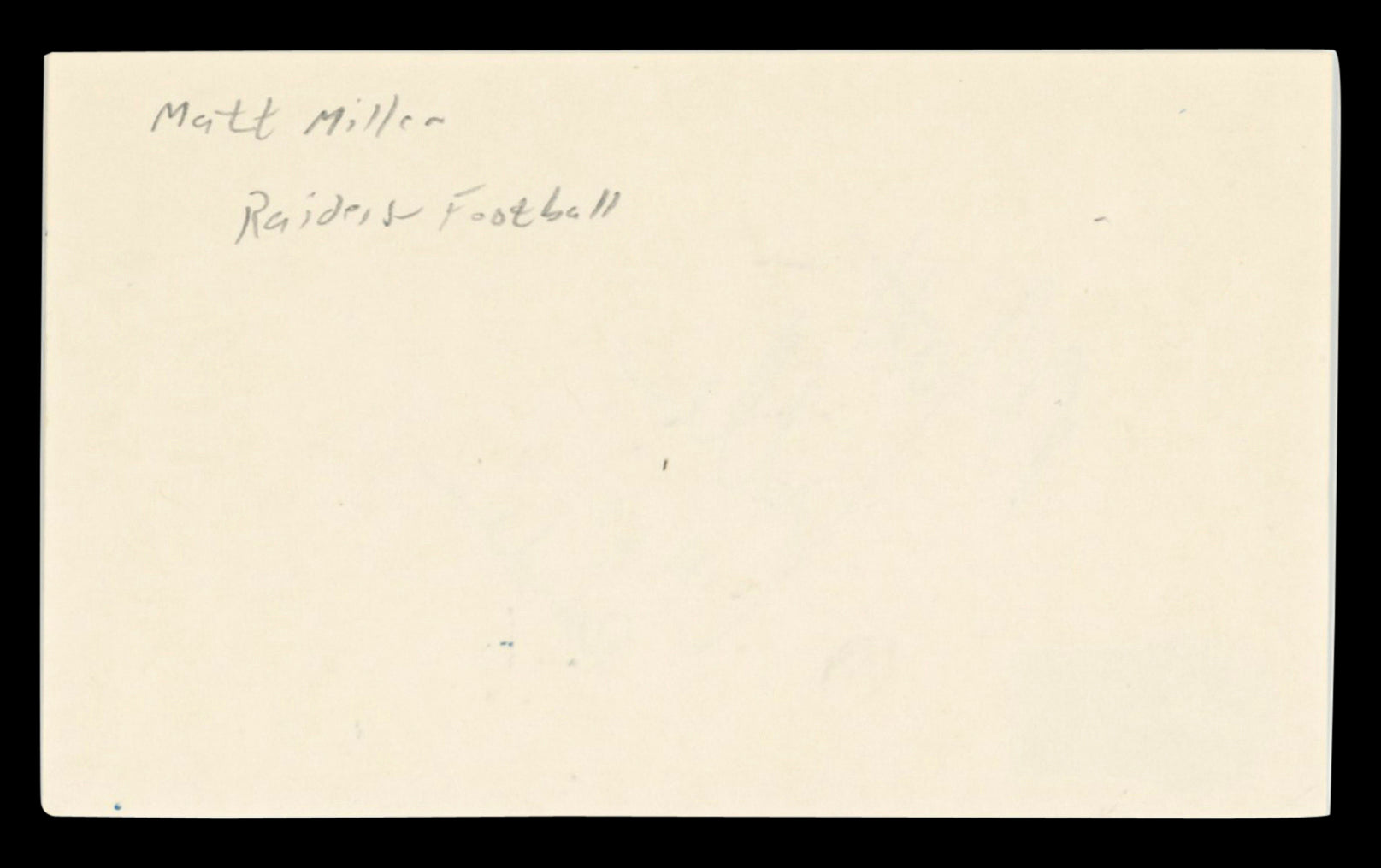 Matt Millen "Raiders, #55" Authentic Signed 3x5 Index Card BAS #BT03679