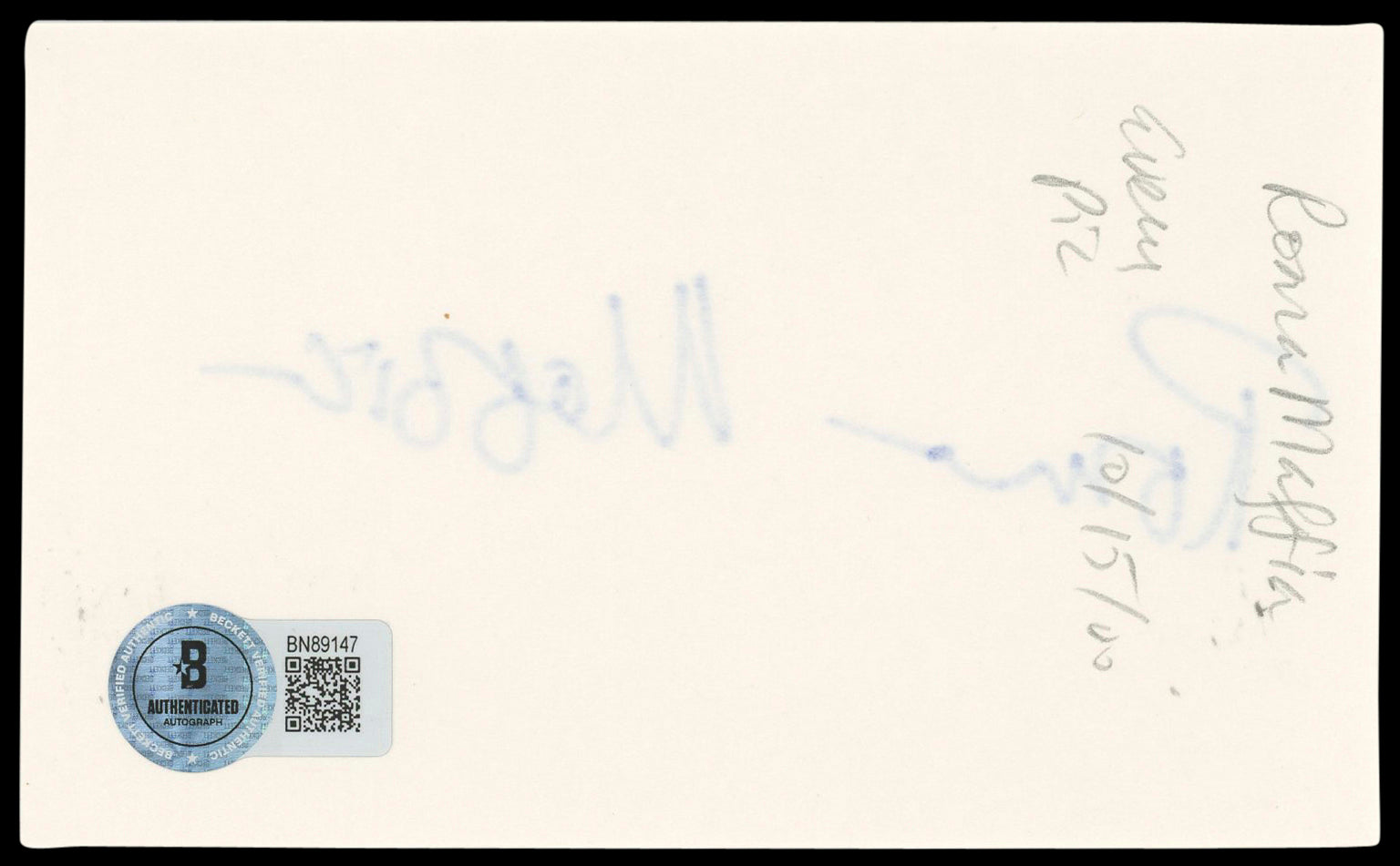 Roma Maffia Double Jeopardy Authentic Signed 3x5 Index Card BAS #BN89147