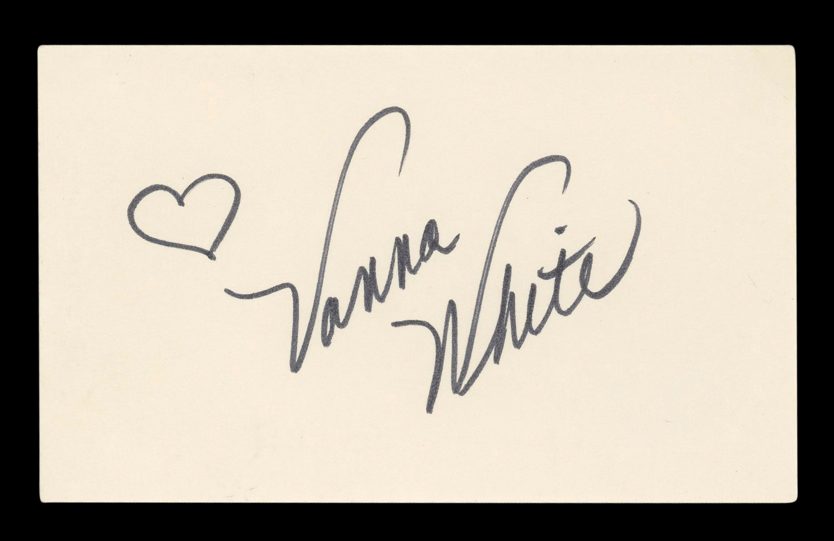 Vanna White Wheel of Fortune Authentic Signed 3x5 Index Card BAS #BL96547