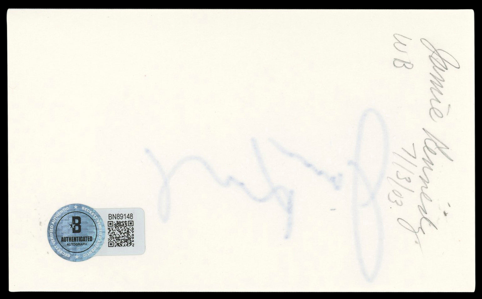 Jamie Kennedy Scream 2 Authentic Signed 3x5 Index Card Autographed BAS #BN89148