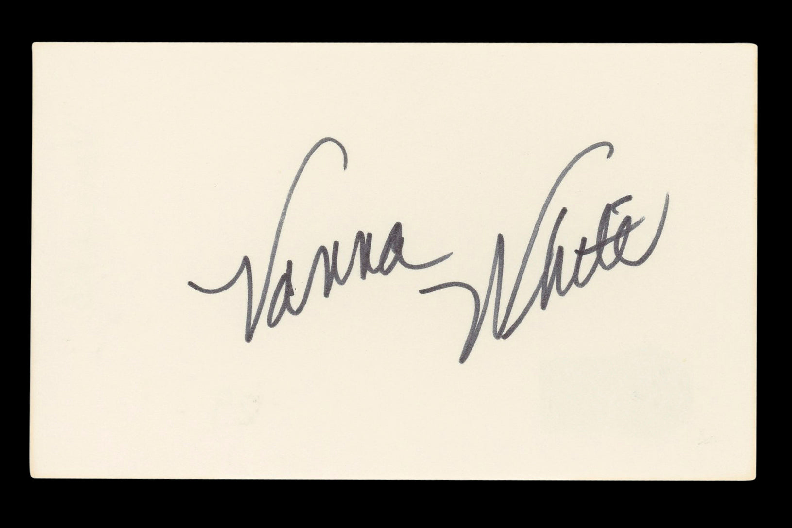 Vanna White Wheel of Fortune Authentic Signed 3x5 Index Card BAS #BL96549