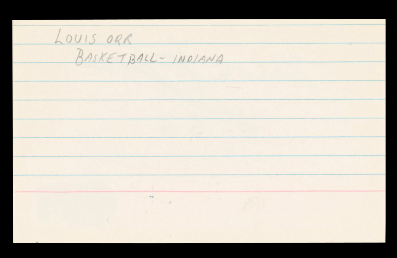 Knicks Louis Orr "#55" Authentic Signed 3x5 Index Card Autographed BAS #BT03572