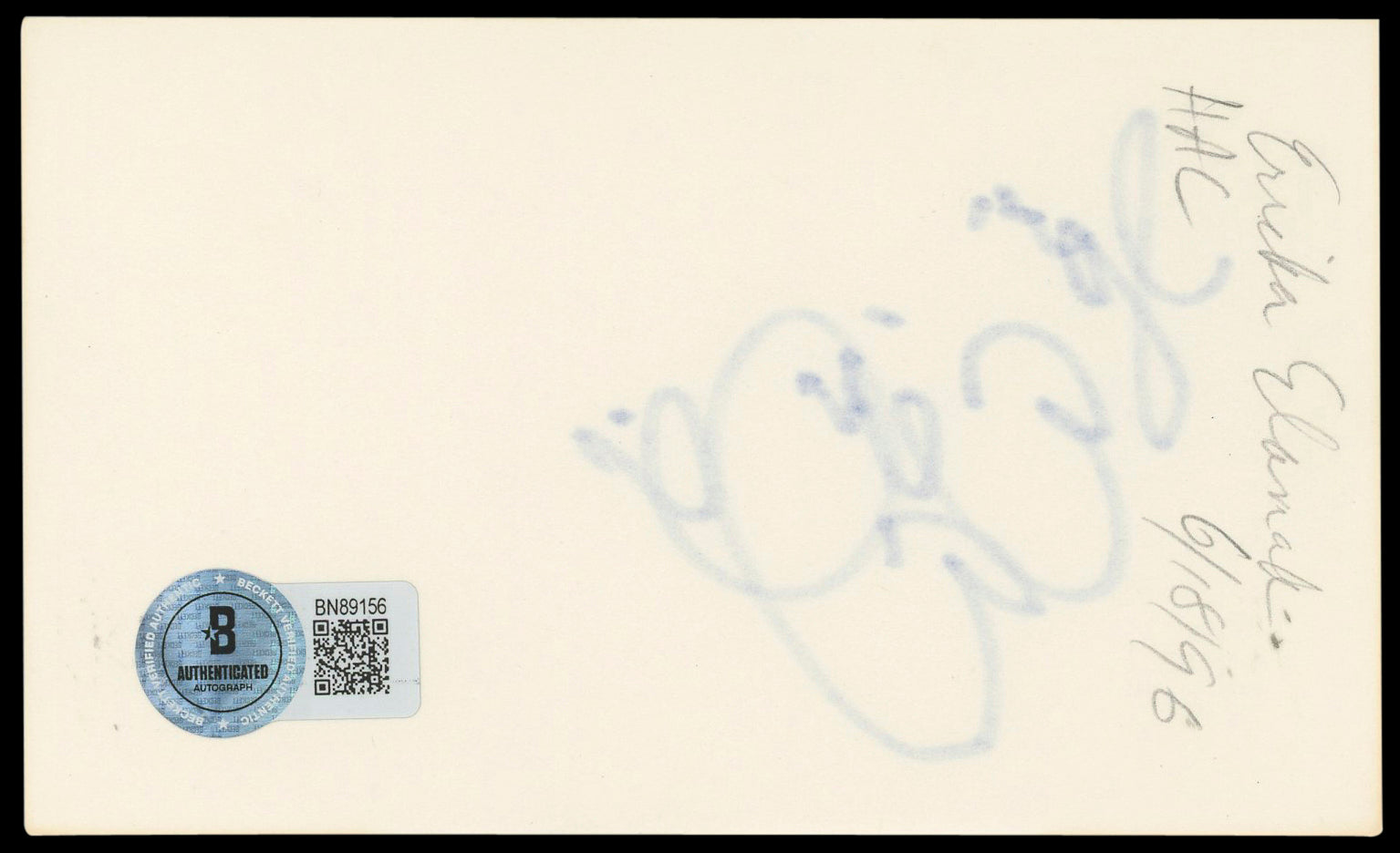 Erika Eleniak Under Siege Authentic Signed 3x5 Index Card BAS #BN89156