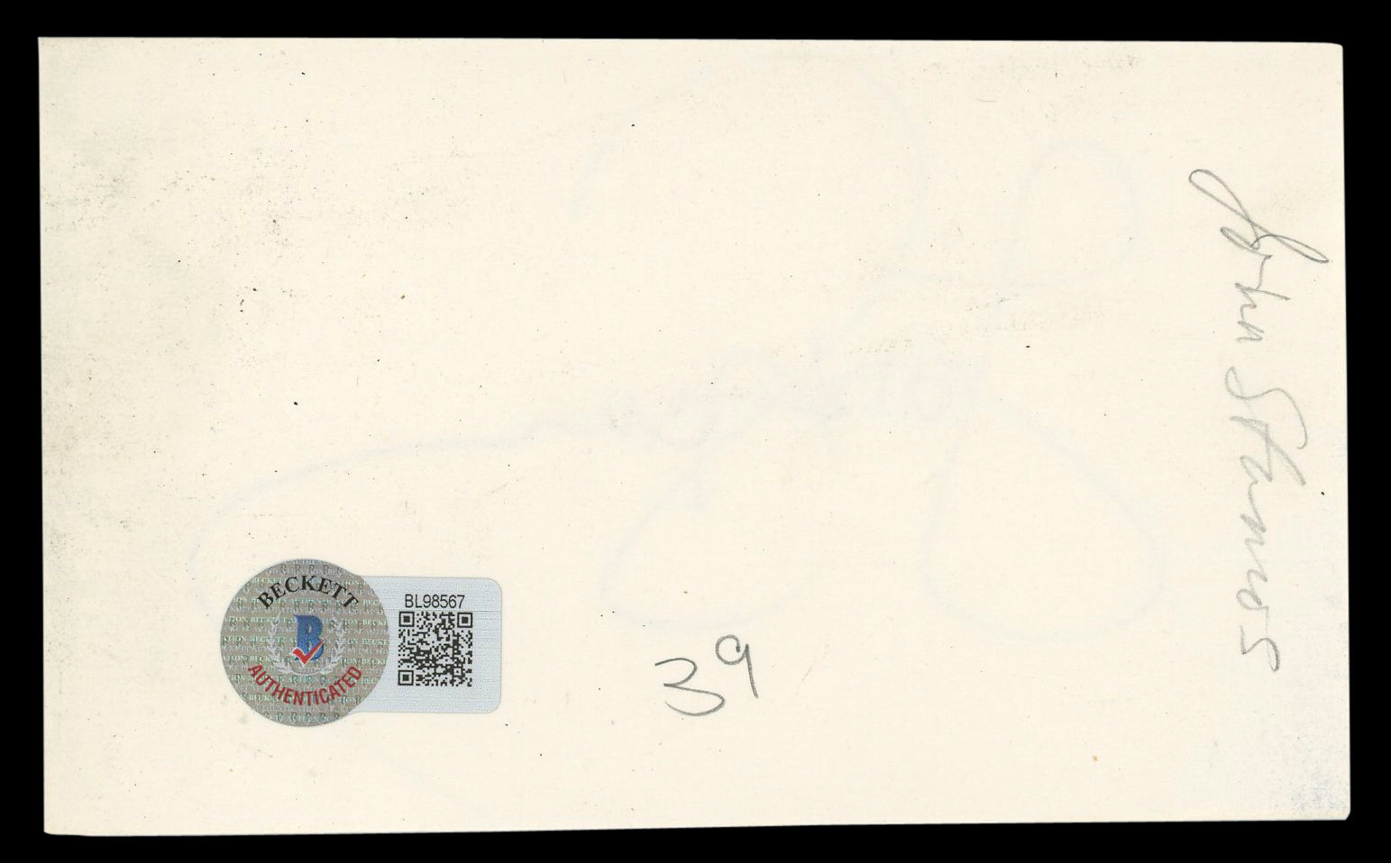 John Stamos Full House Authentic Signed 3x5 Index Card Autographed BAS #BL98567